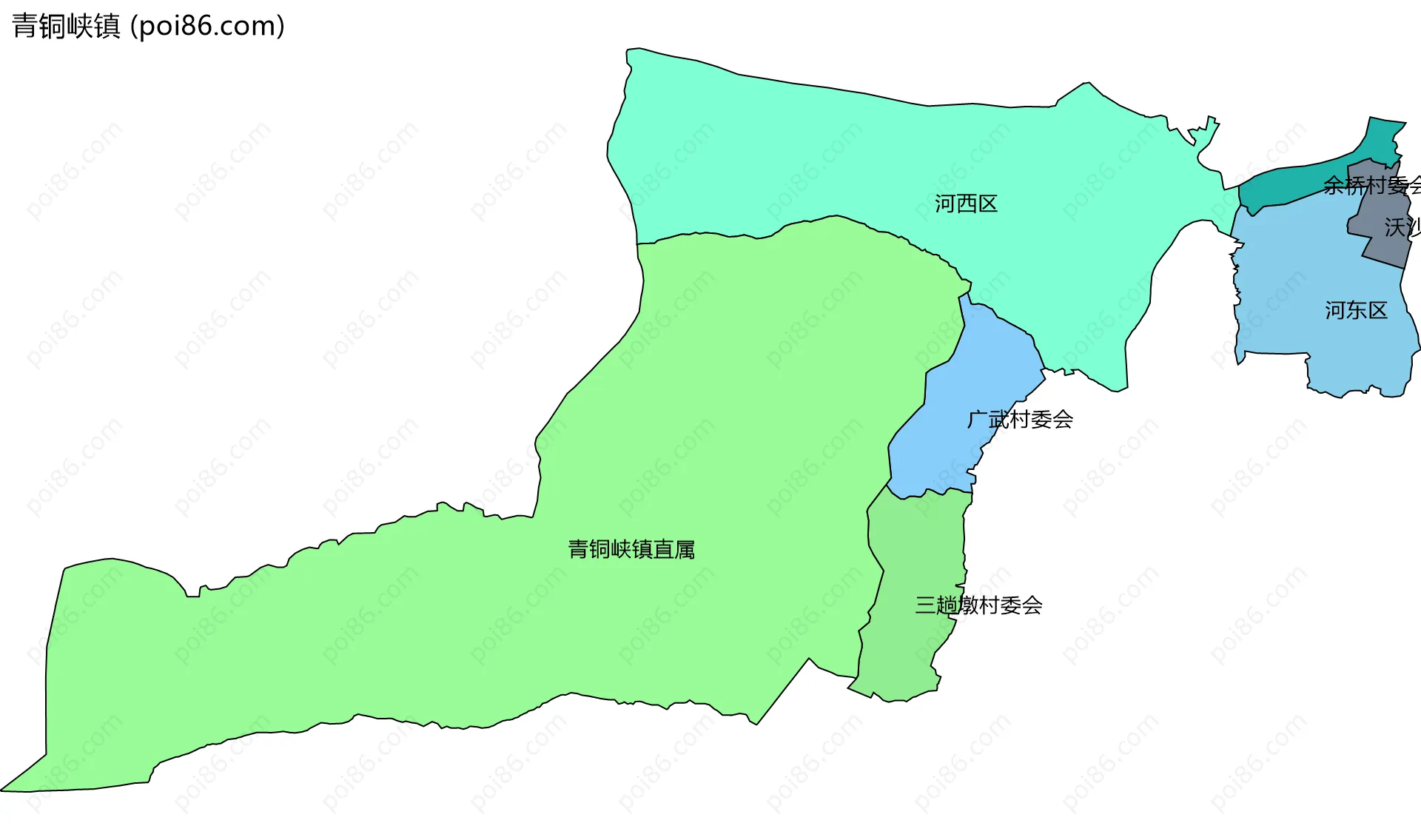 青铜峡镇边界地图(五级行政区划)