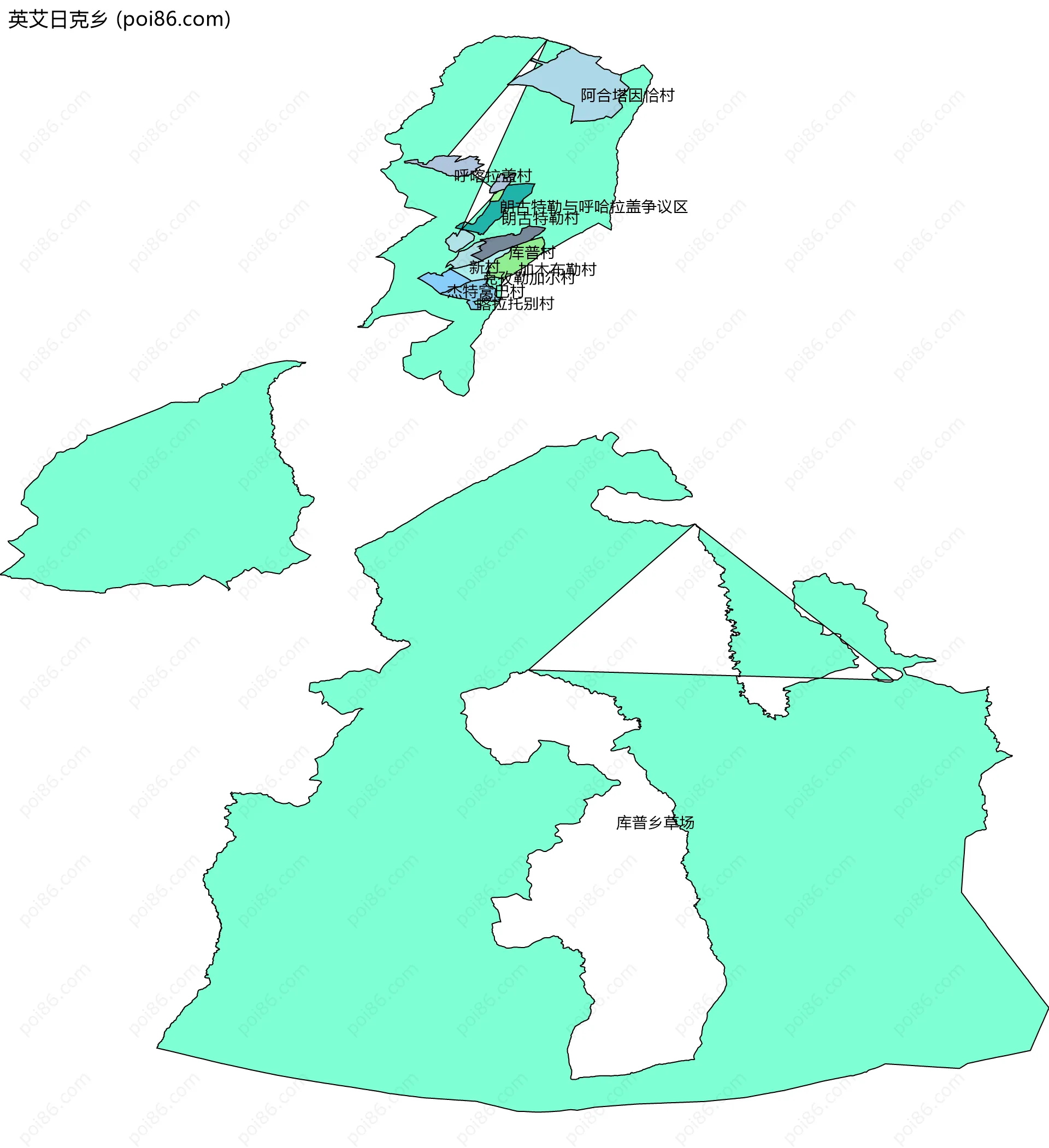 英艾日克乡边界地图(五级行政区划)