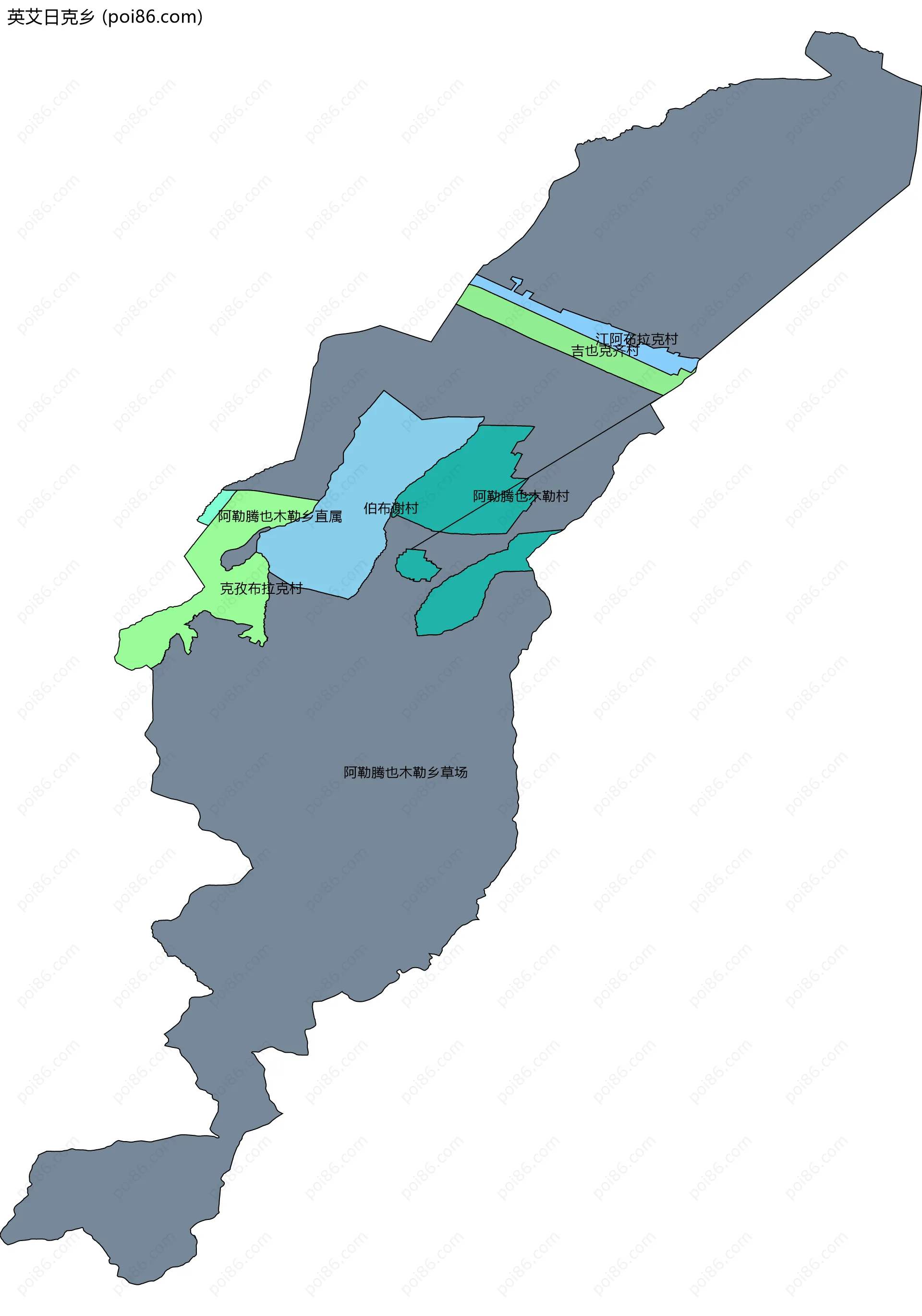 英艾日克乡边界地图(五级行政区划)