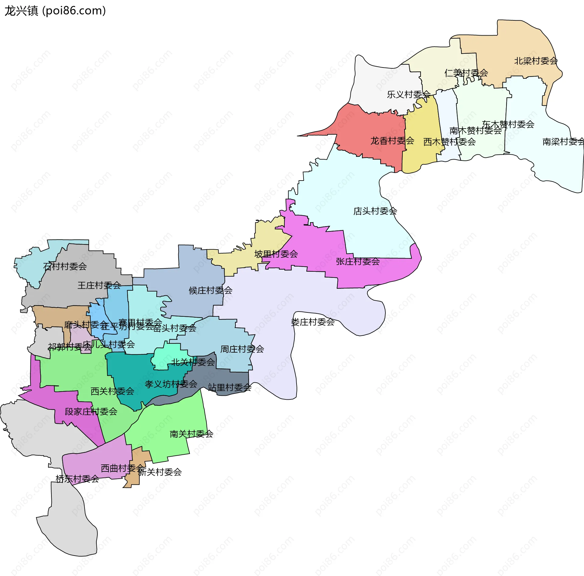 龙兴镇边界地图(五级行政区划)