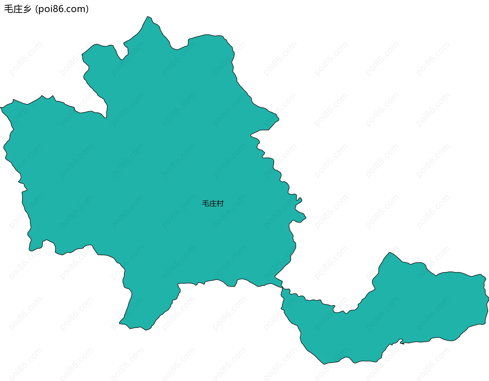 毛庄乡边界地图(五级行政区划)