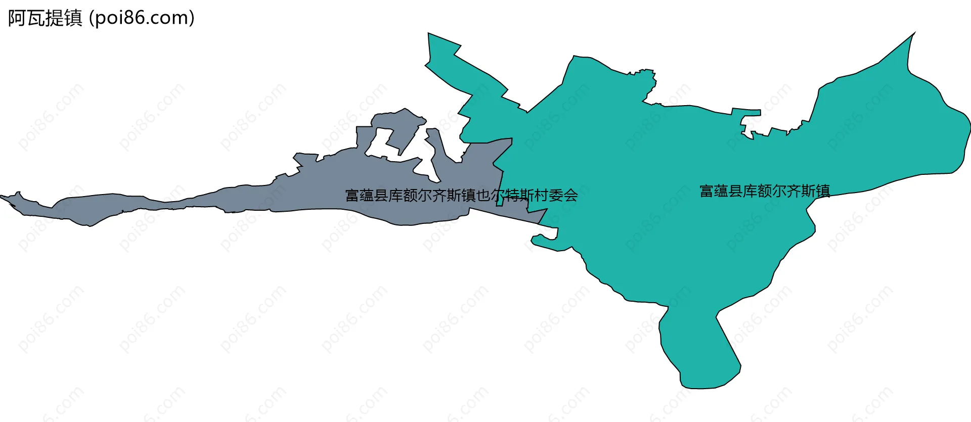 阿瓦提镇边界地图(五级行政区划)