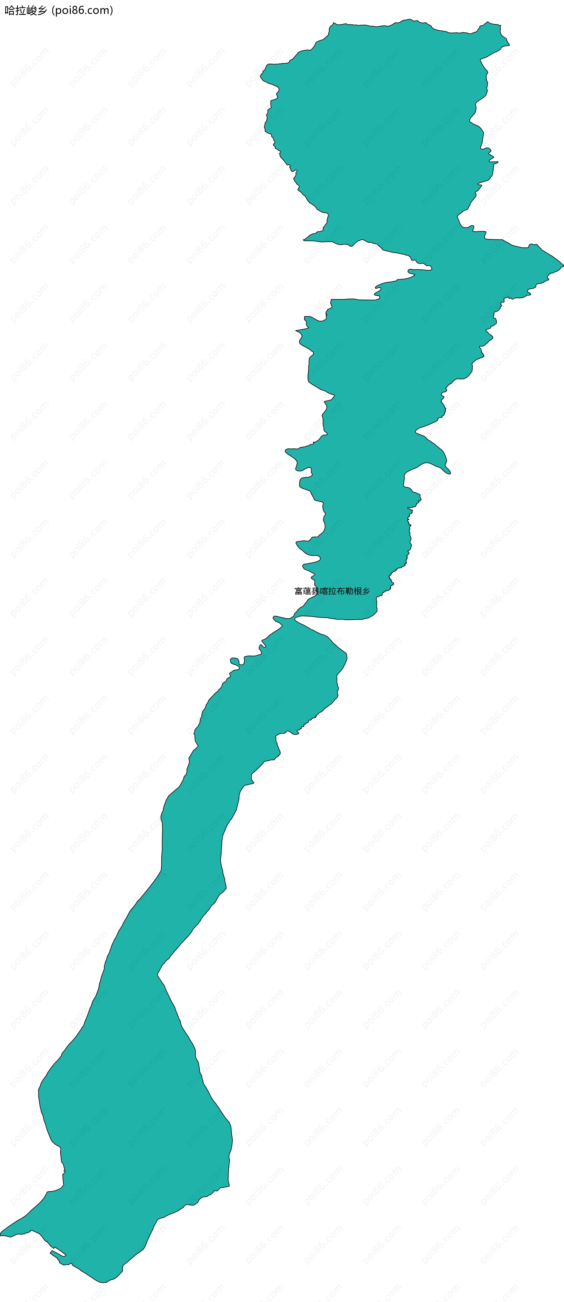 哈拉峻乡边界地图(五级行政区划)