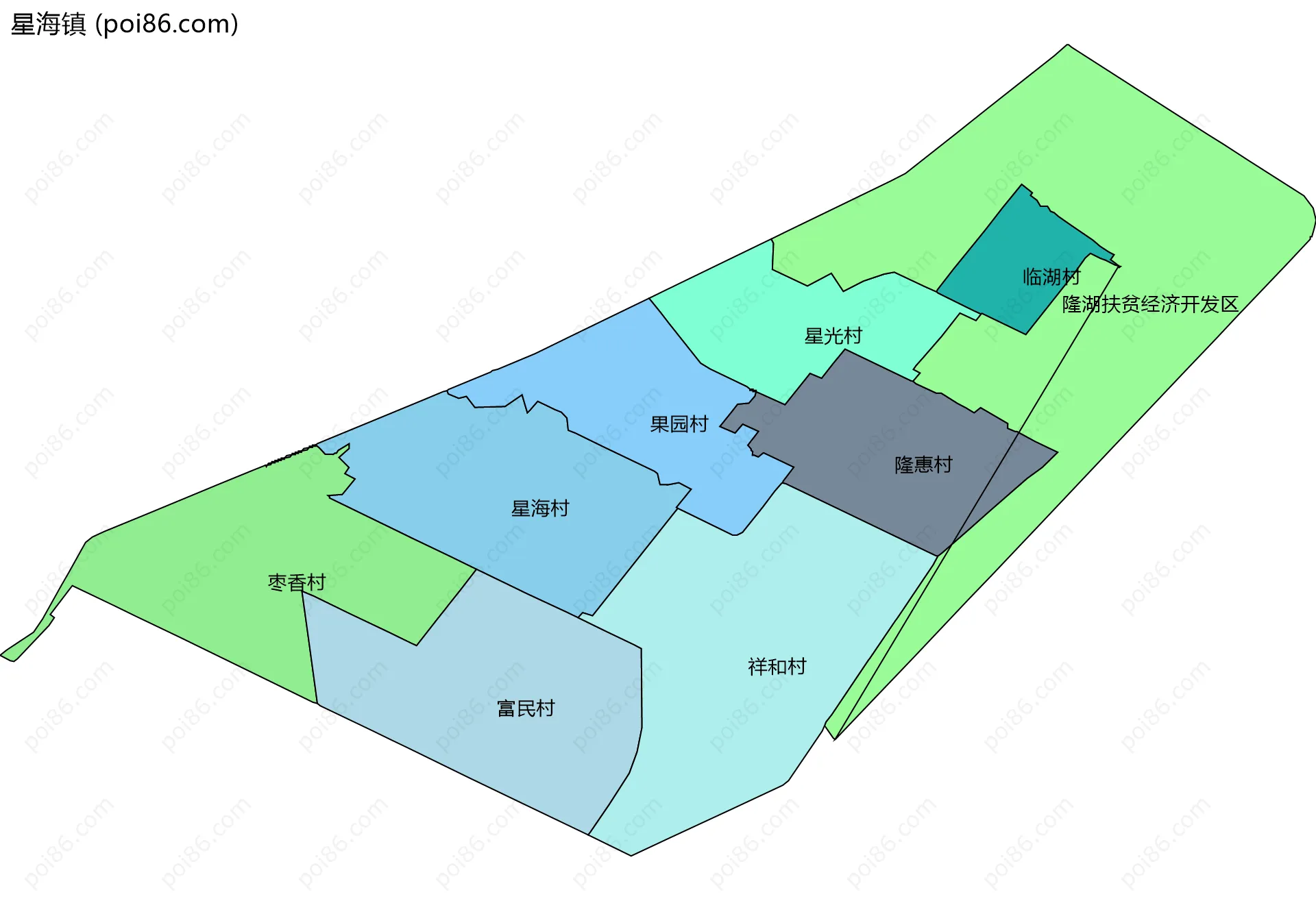 星海镇边界地图(五级行政区划)