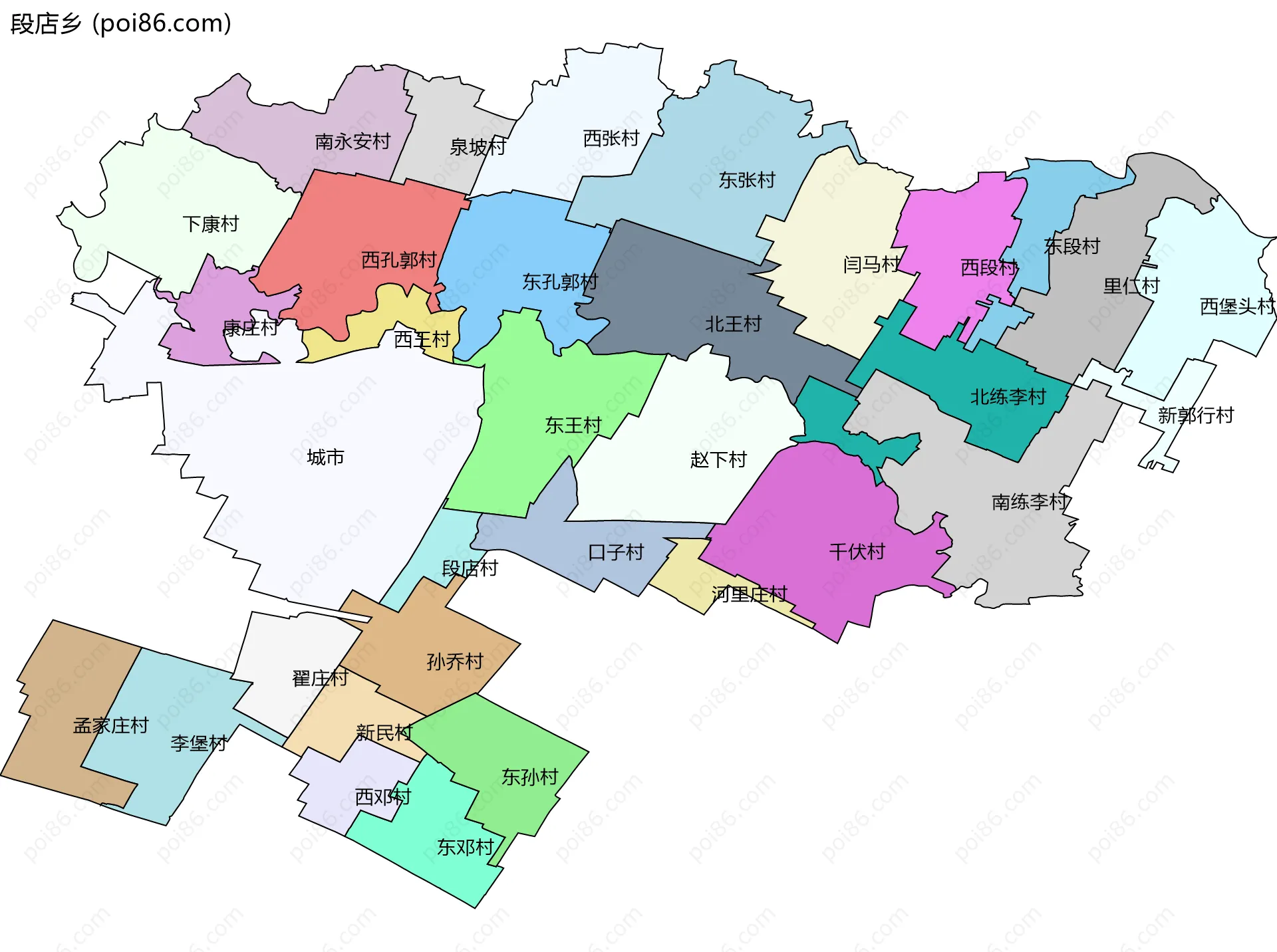 段店乡边界地图(五级行政区划)