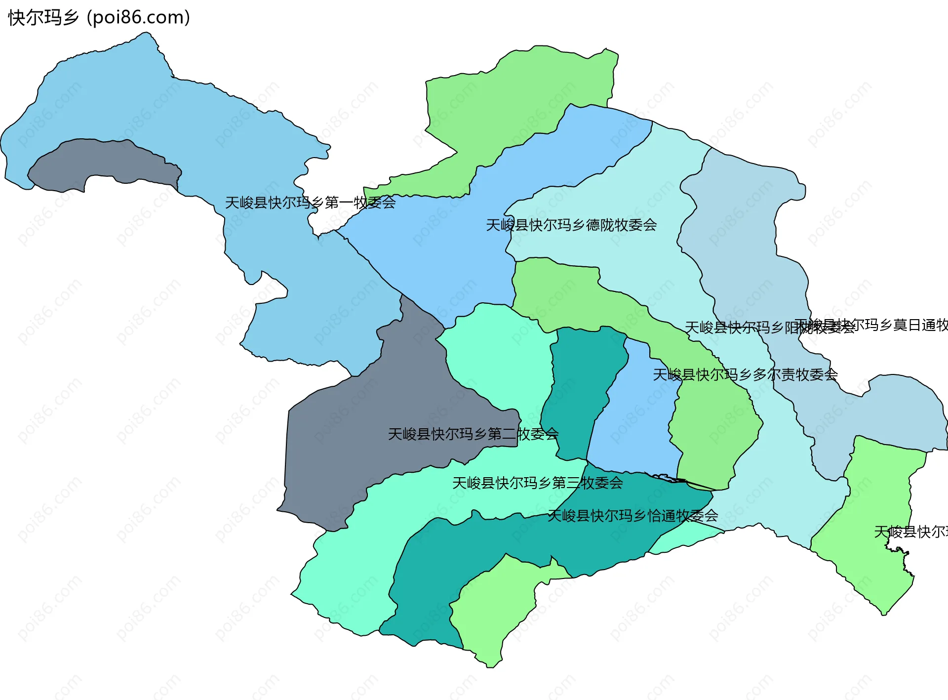 快尔玛乡边界地图(五级行政区划)