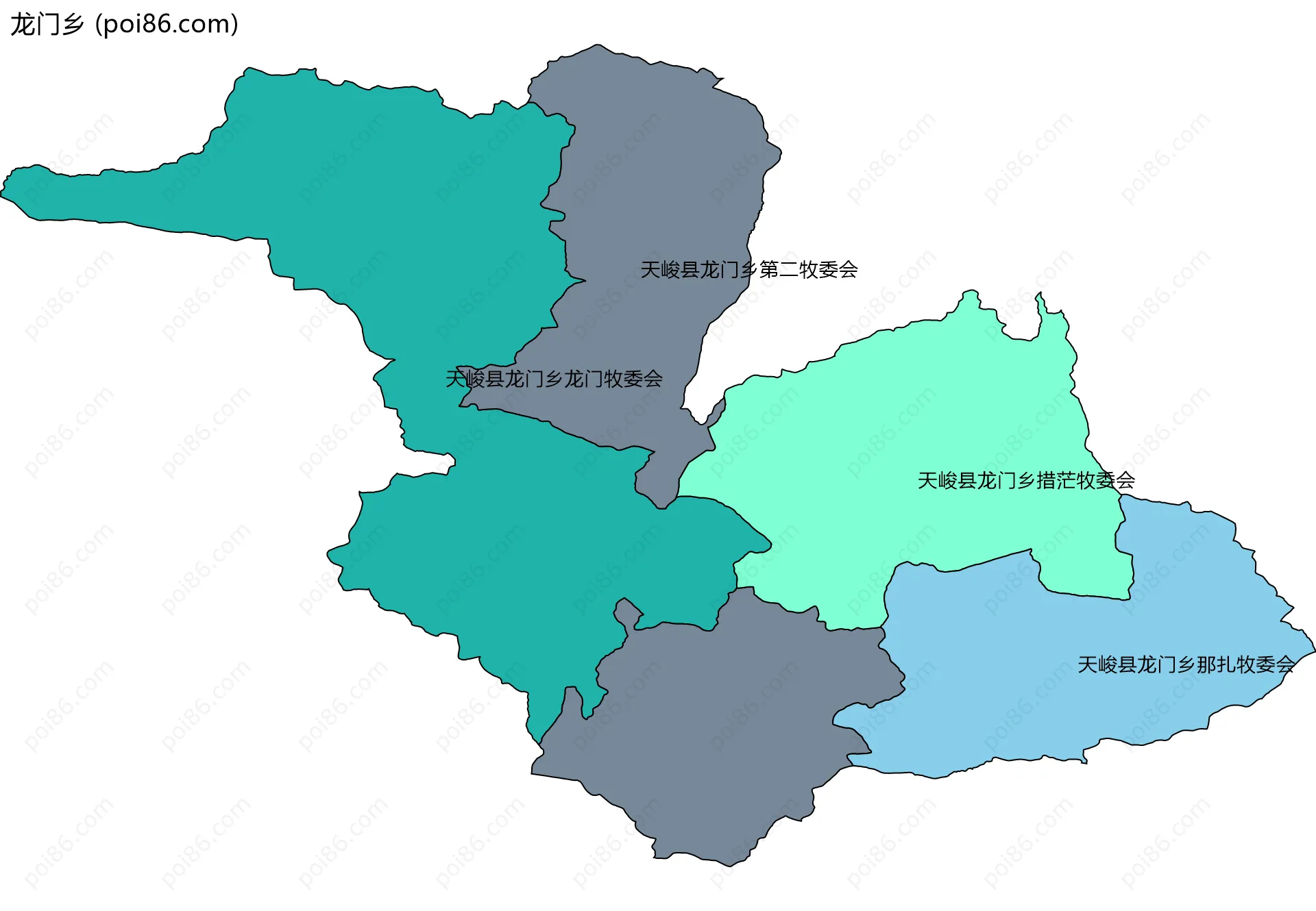 龙门乡边界地图(五级行政区划)