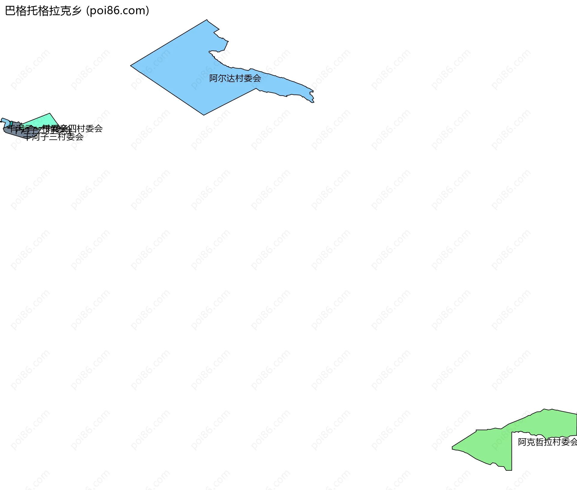 巴格托格拉克乡边界地图(五级行政区划)