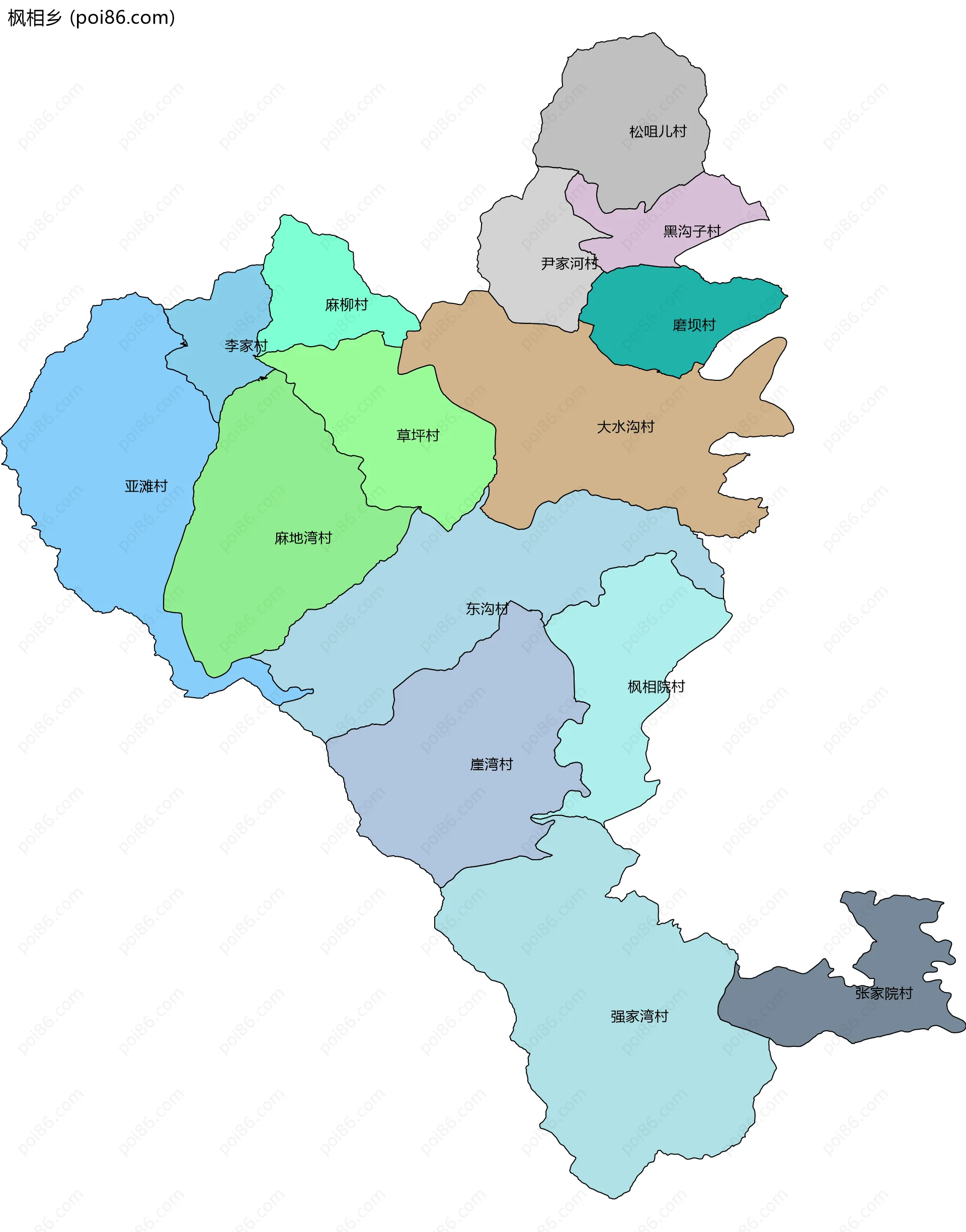 枫相乡边界地图(五级行政区划)