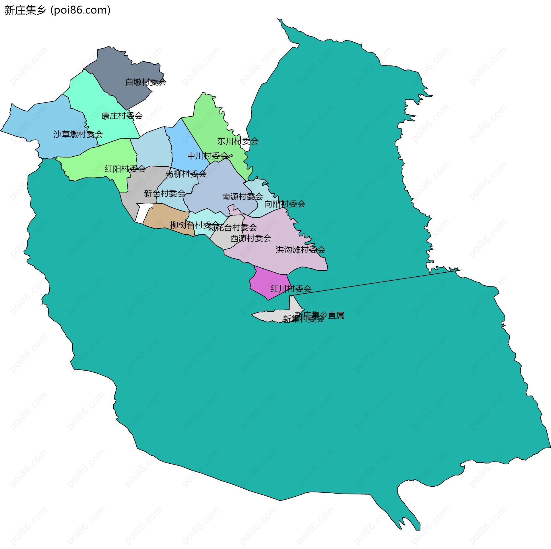 新庄集乡边界地图(五级行政区划)