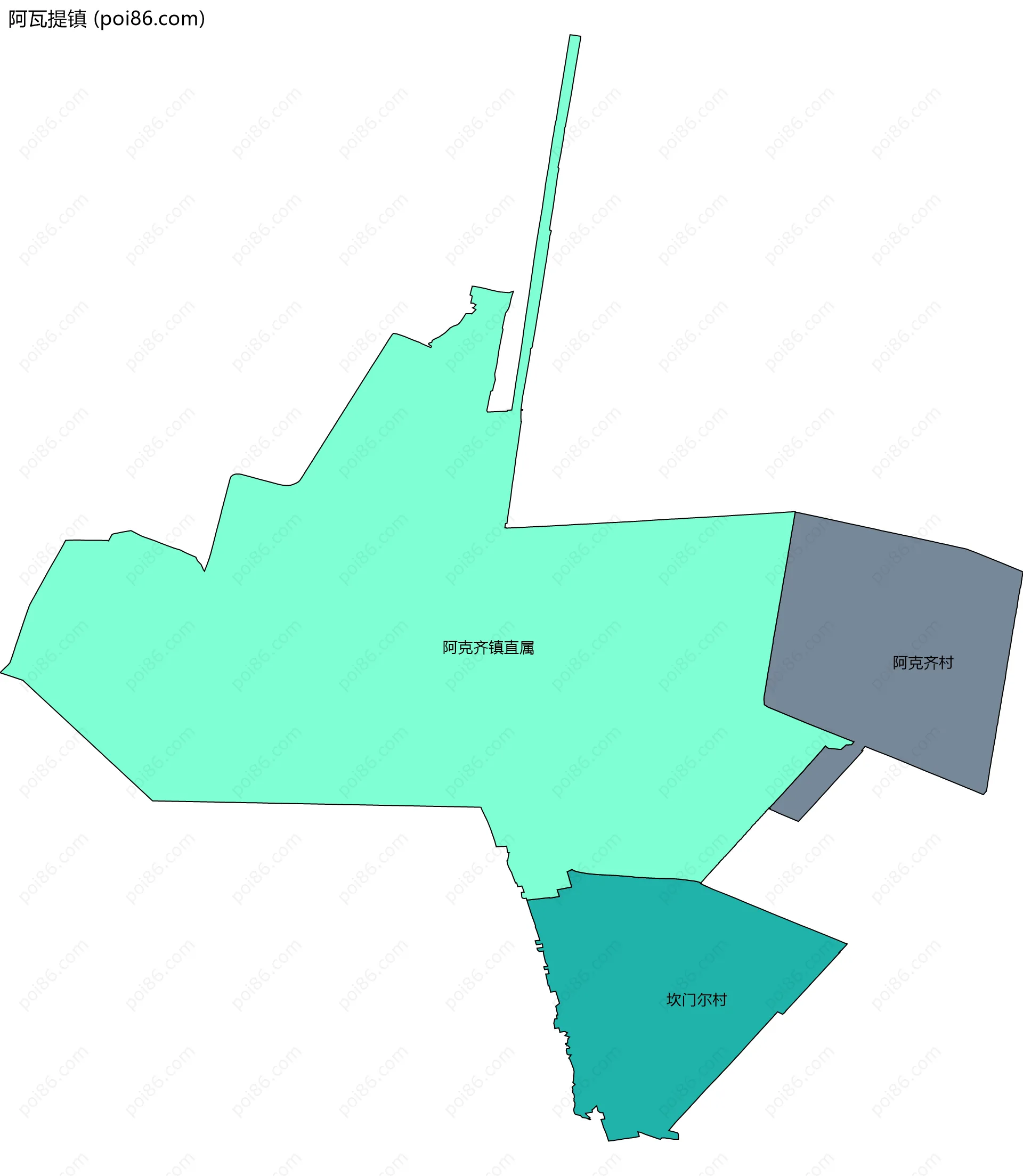 阿瓦提镇边界地图(五级行政区划)