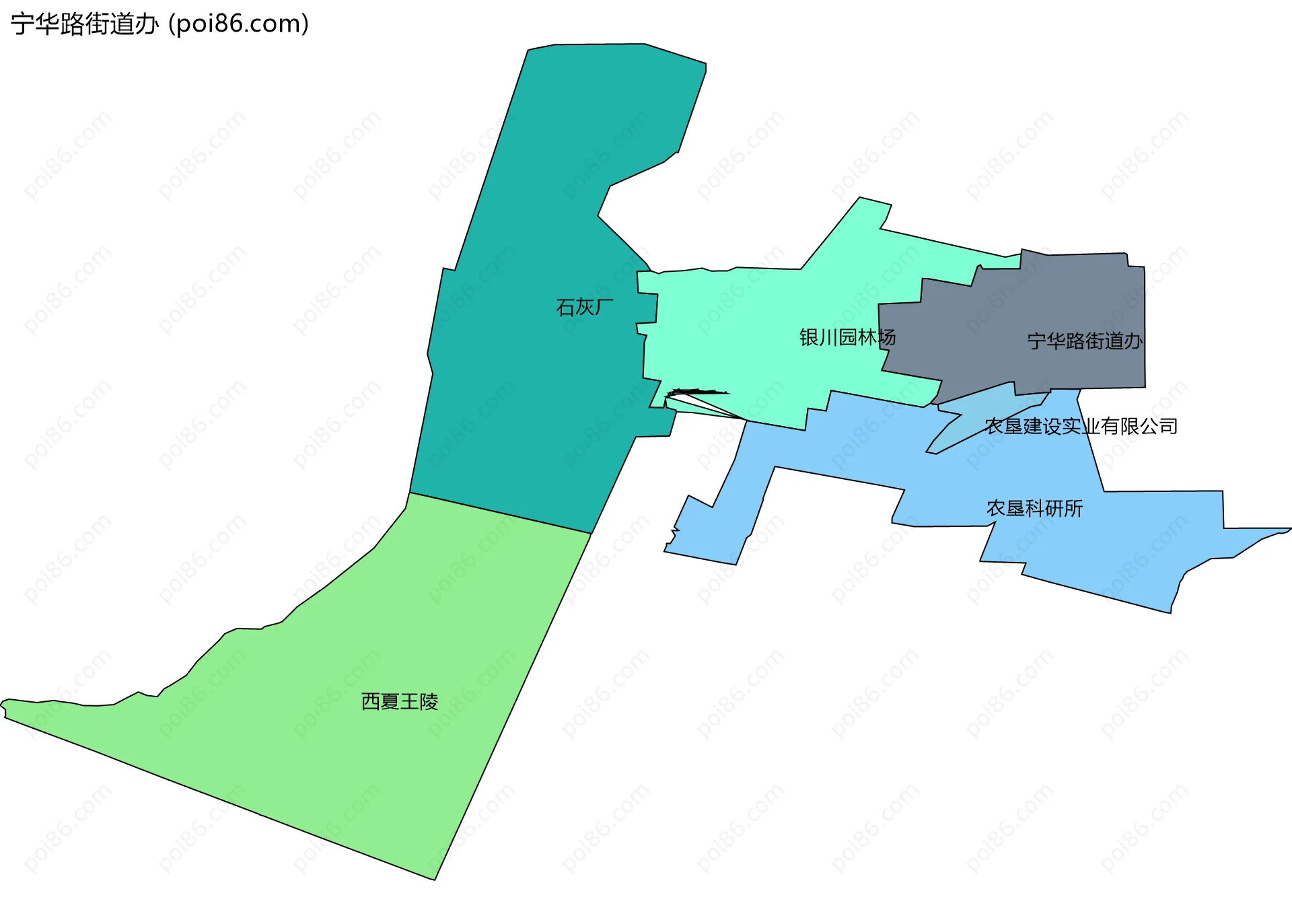 宁华路街道办边界地图(五级行政区划)