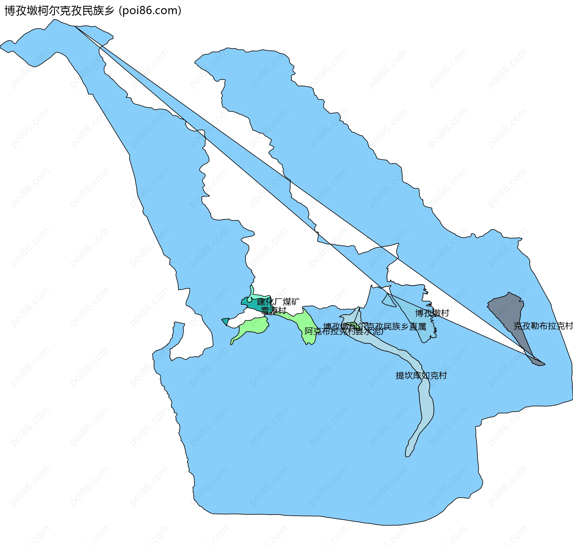 博孜墩柯尔克孜民族乡边界地图(五级行政区划)