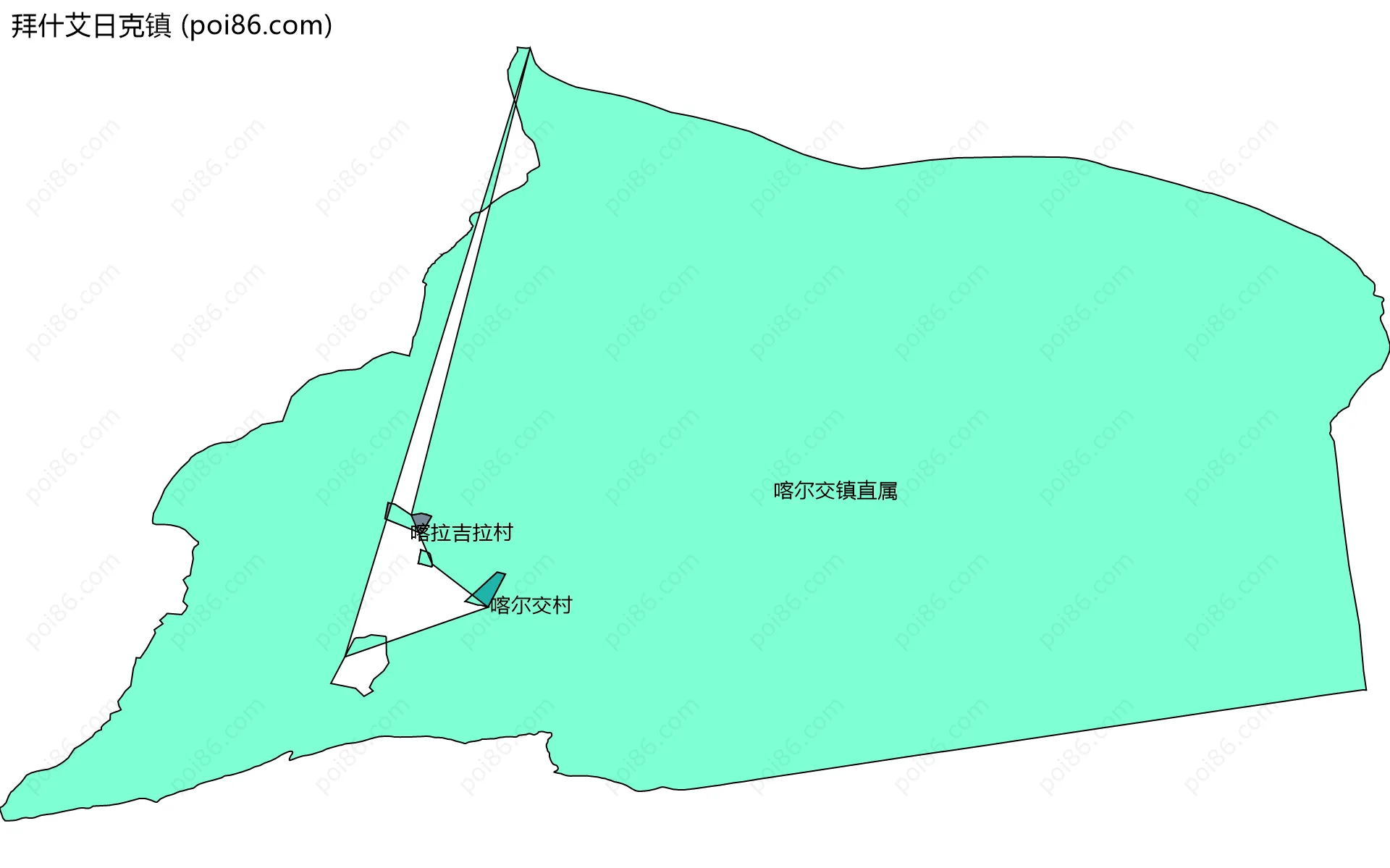 拜什艾日克镇边界地图(五级行政区划)