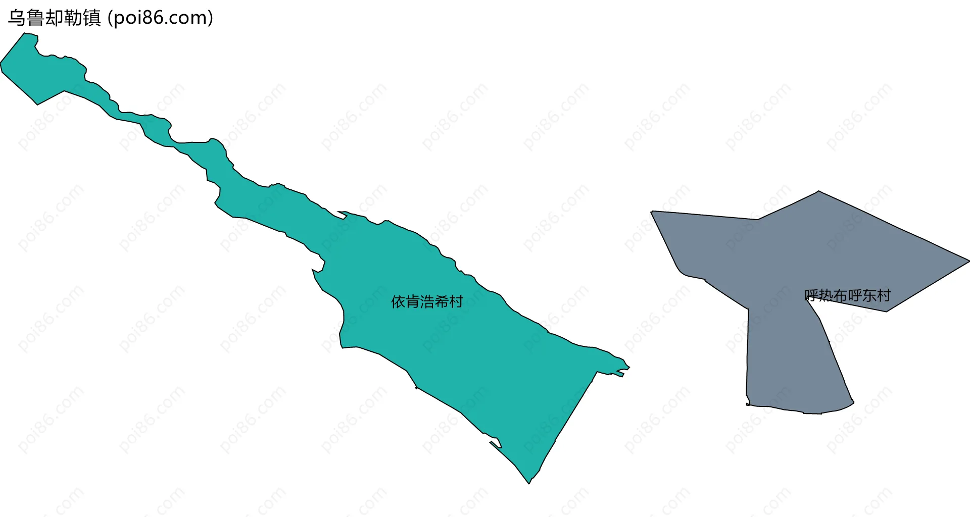 乌鲁却勒镇边界地图(五级行政区划)