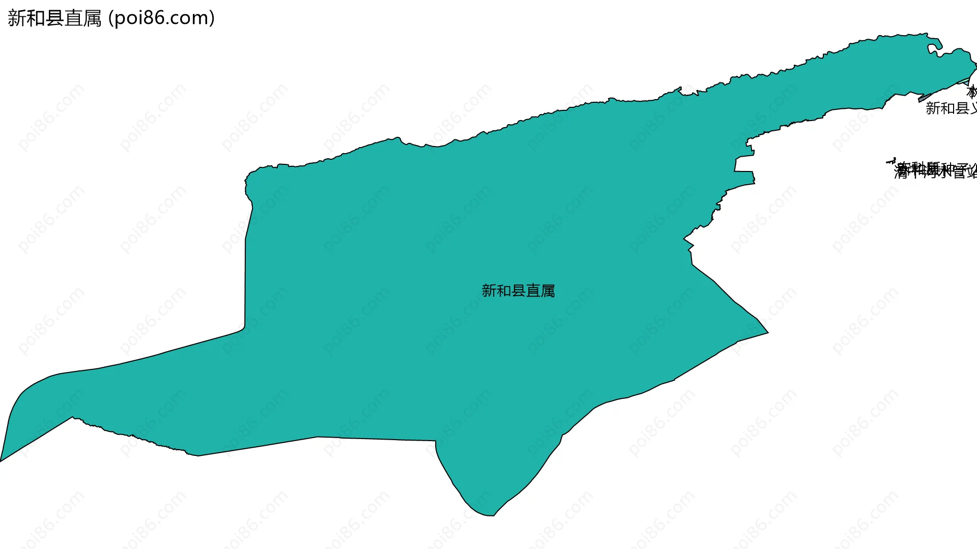 新和县直属边界地图(五级行政区划)