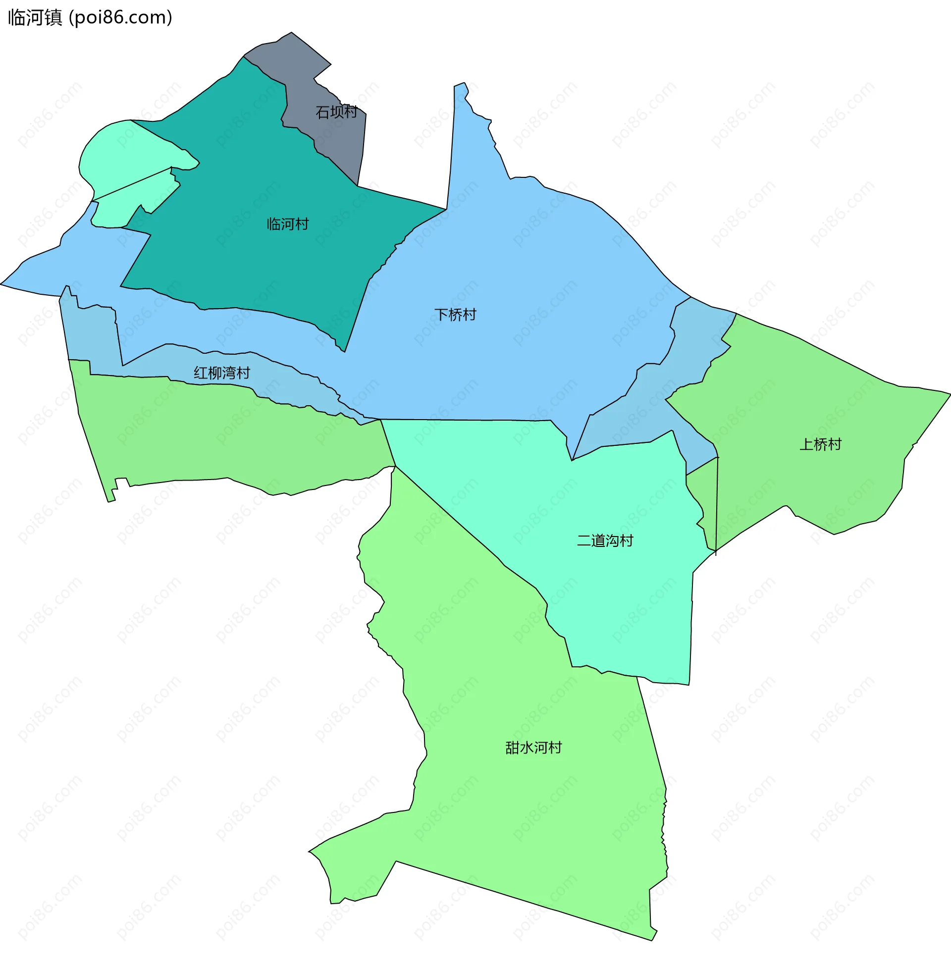 临河镇边界地图(五级行政区划)