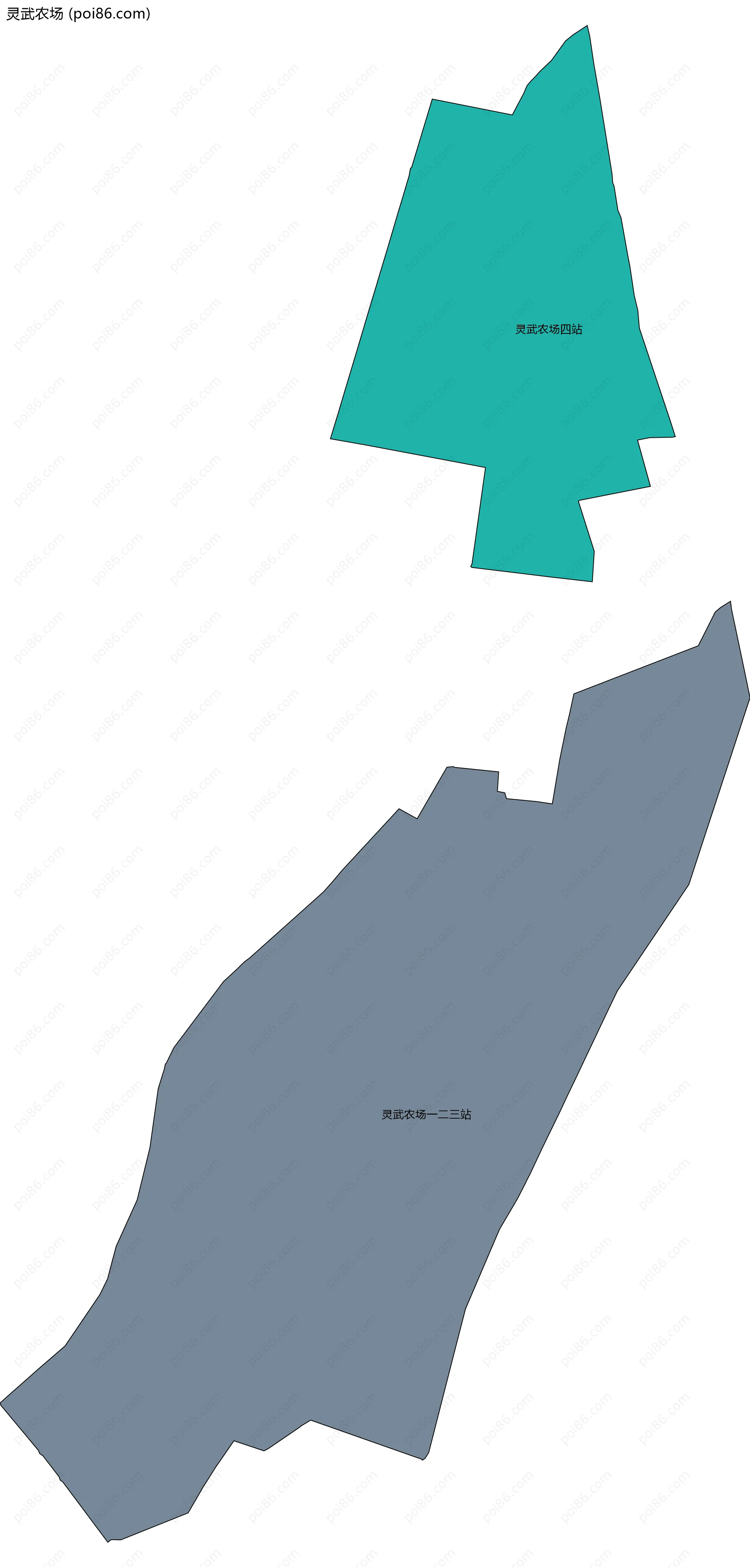 灵武农场边界地图(五级行政区划)