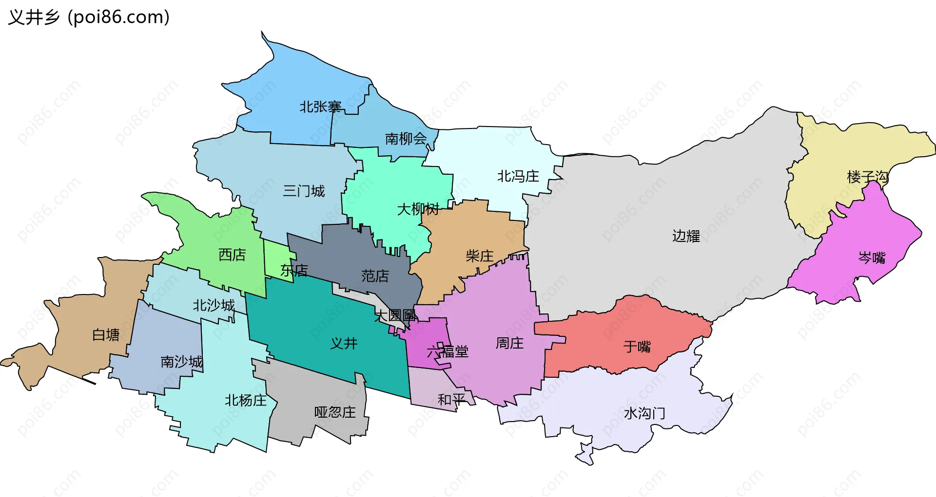 义井乡边界地图(五级行政区划)