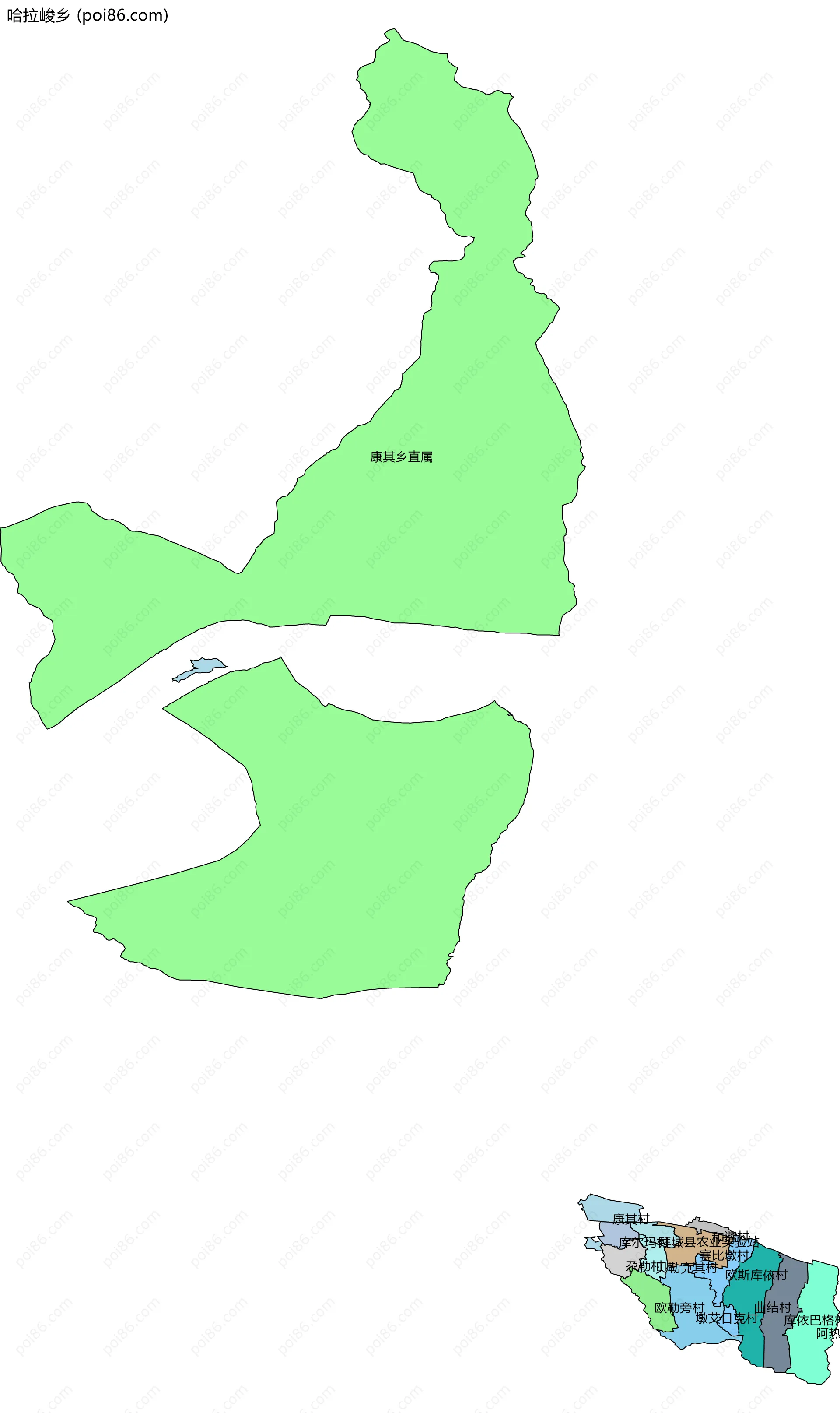 哈拉峻乡边界地图(五级行政区划)