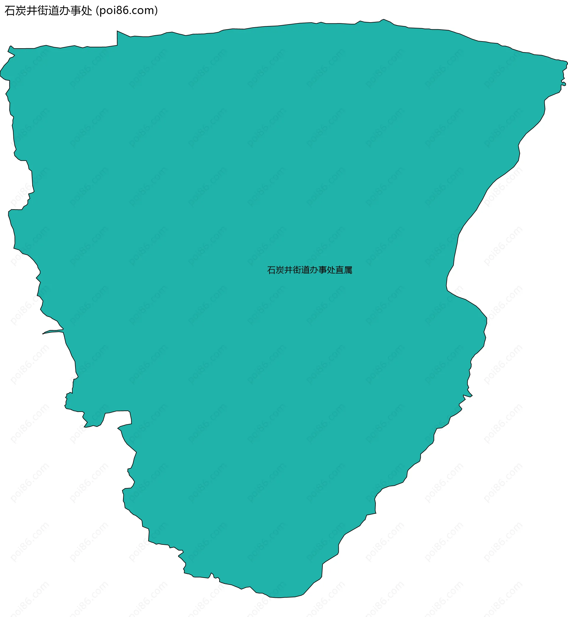 石炭井街道办事处边界地图(五级行政区划)