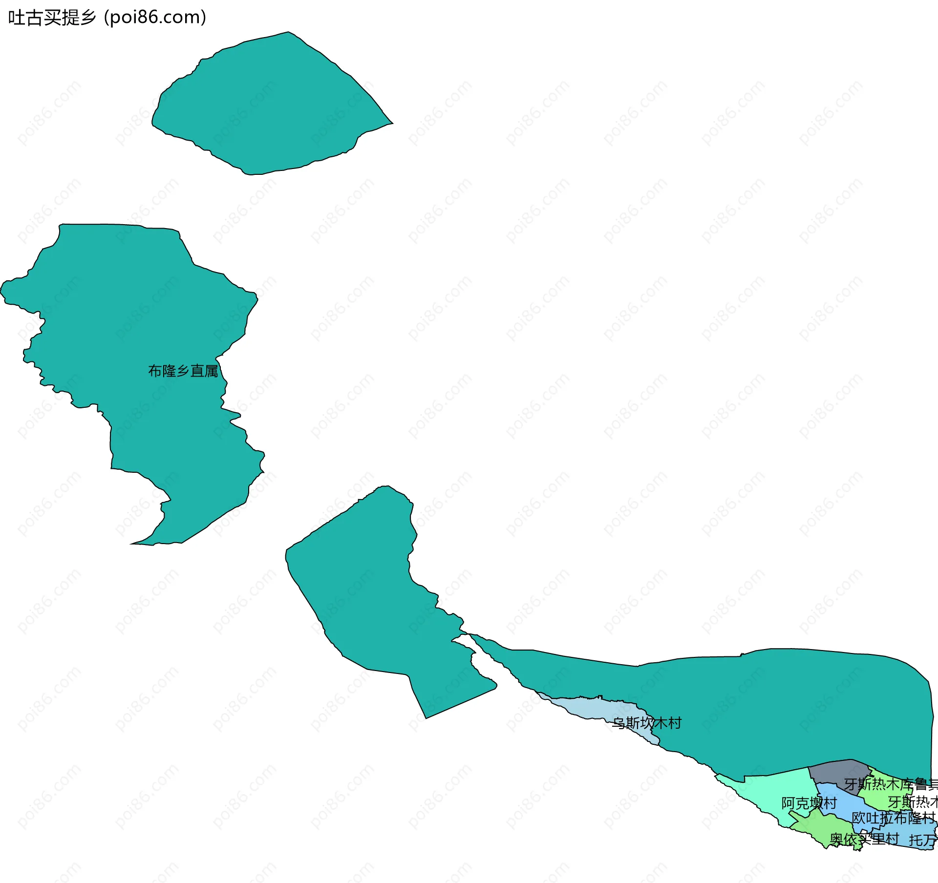 吐古买提乡边界地图(五级行政区划)