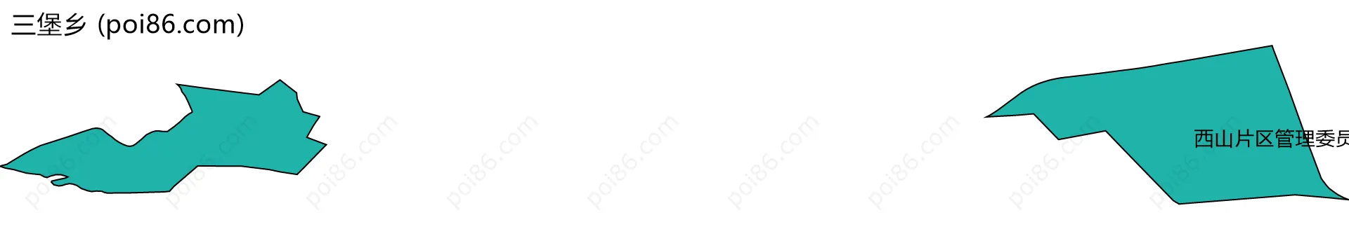 三堡乡边界地图(五级行政区划)