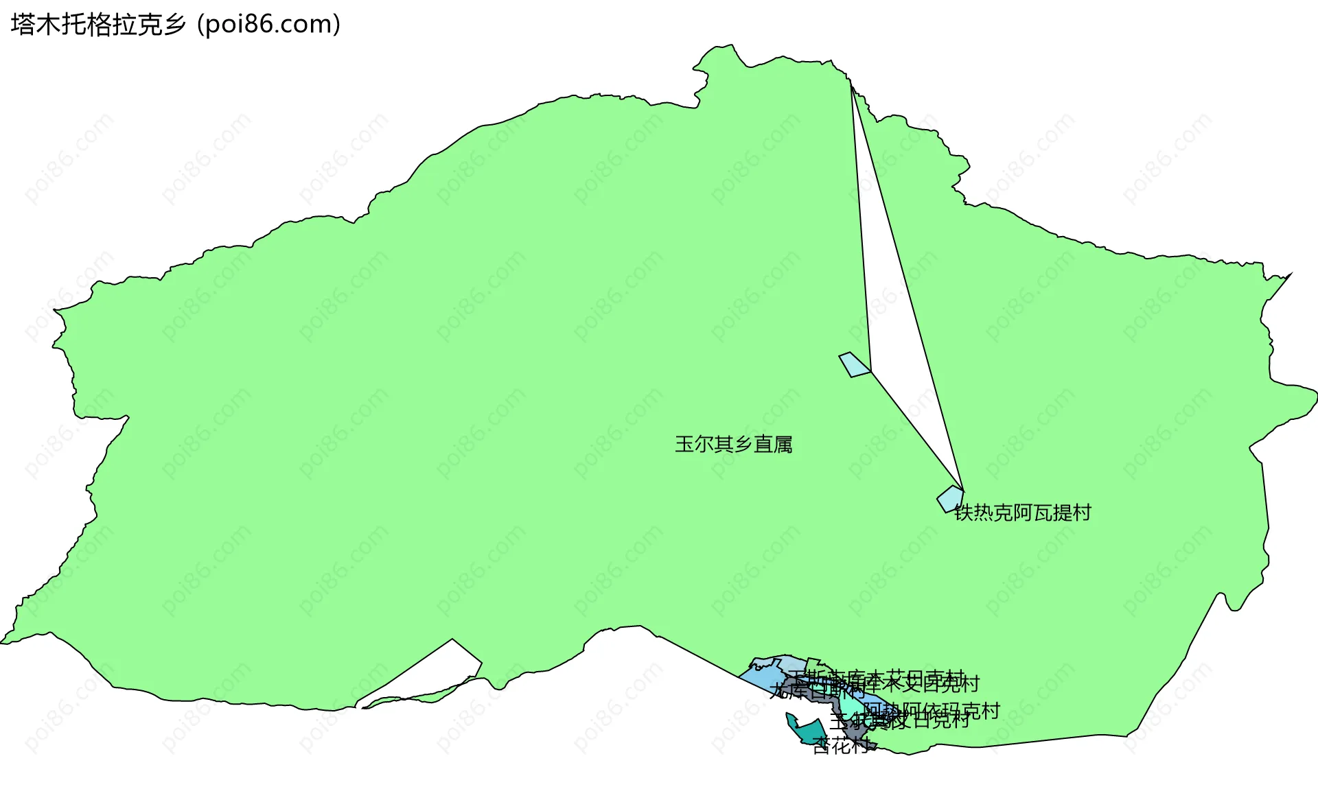 塔木托格拉克乡边界地图(五级行政区划)