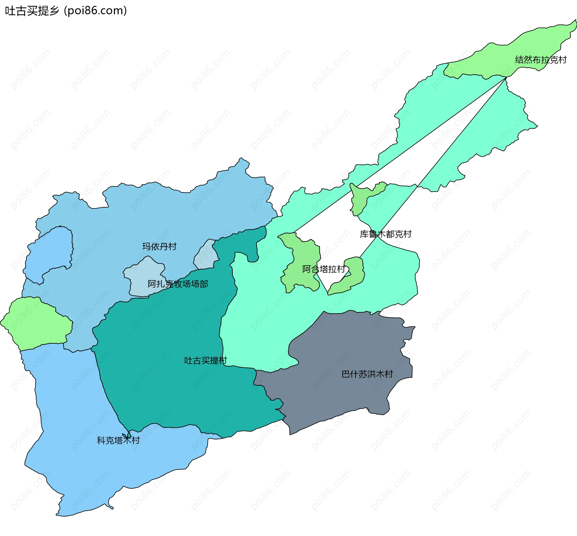 吐古买提乡边界地图(五级行政区划)