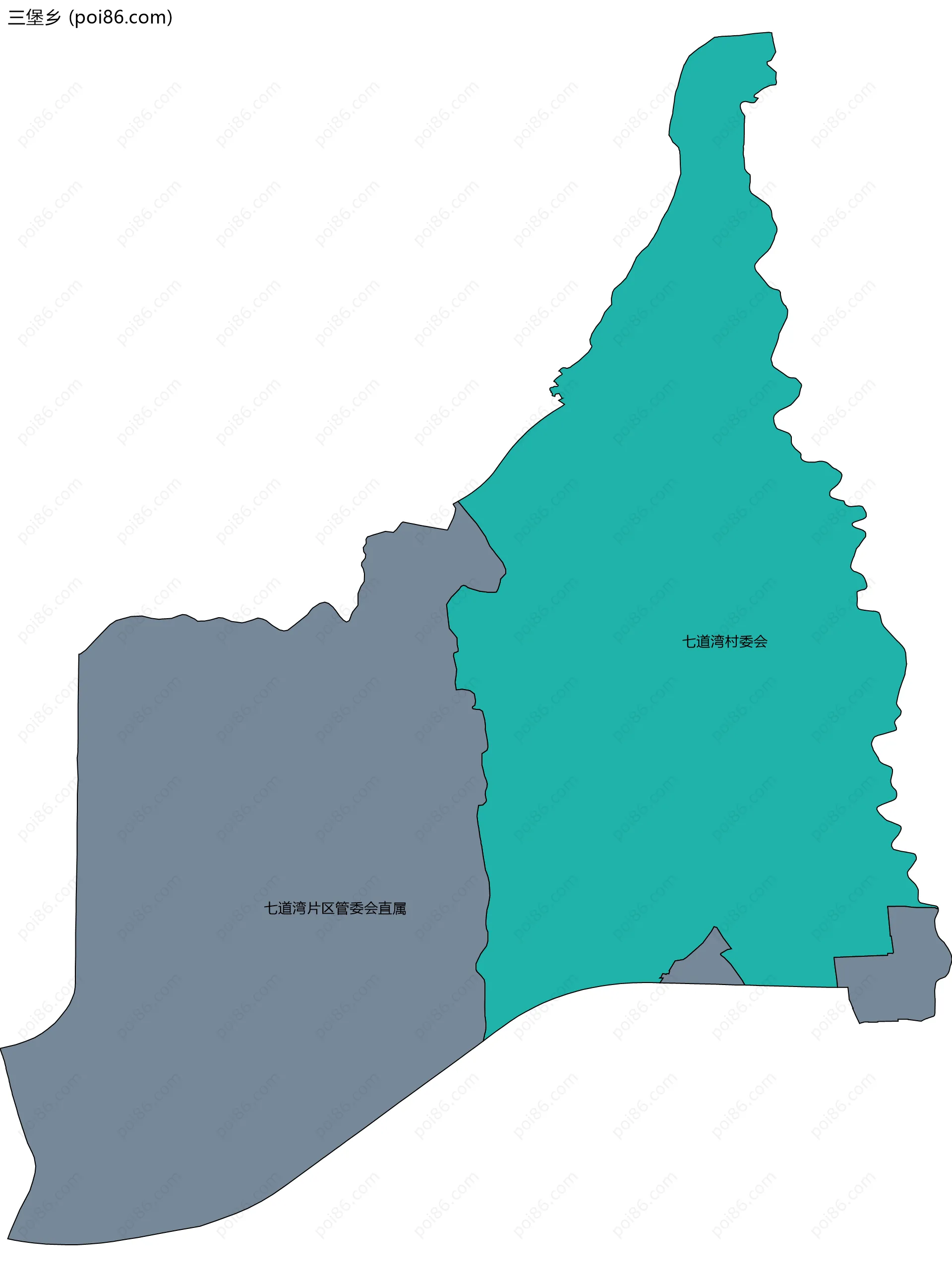 三堡乡边界地图(五级行政区划)