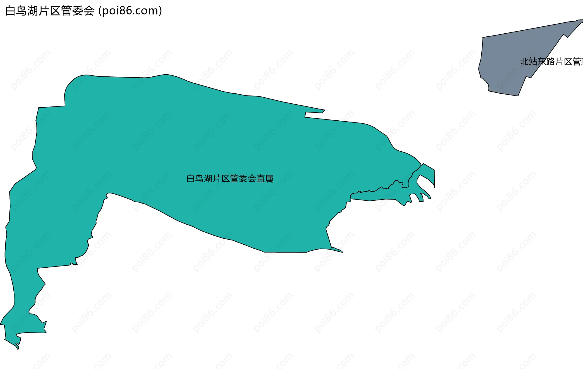 白鸟湖片区管委会边界地图(五级行政区划)