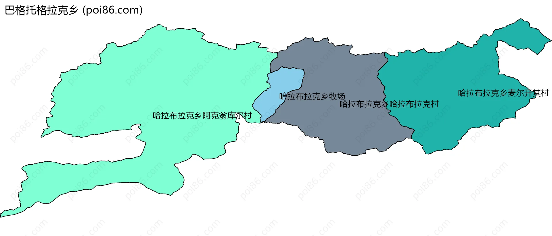 巴格托格拉克乡边界地图(五级行政区划)