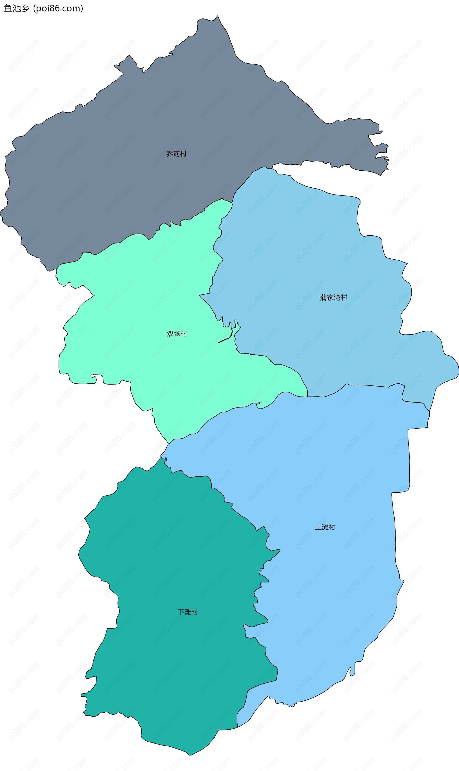鱼池乡边界地图(五级行政区划)