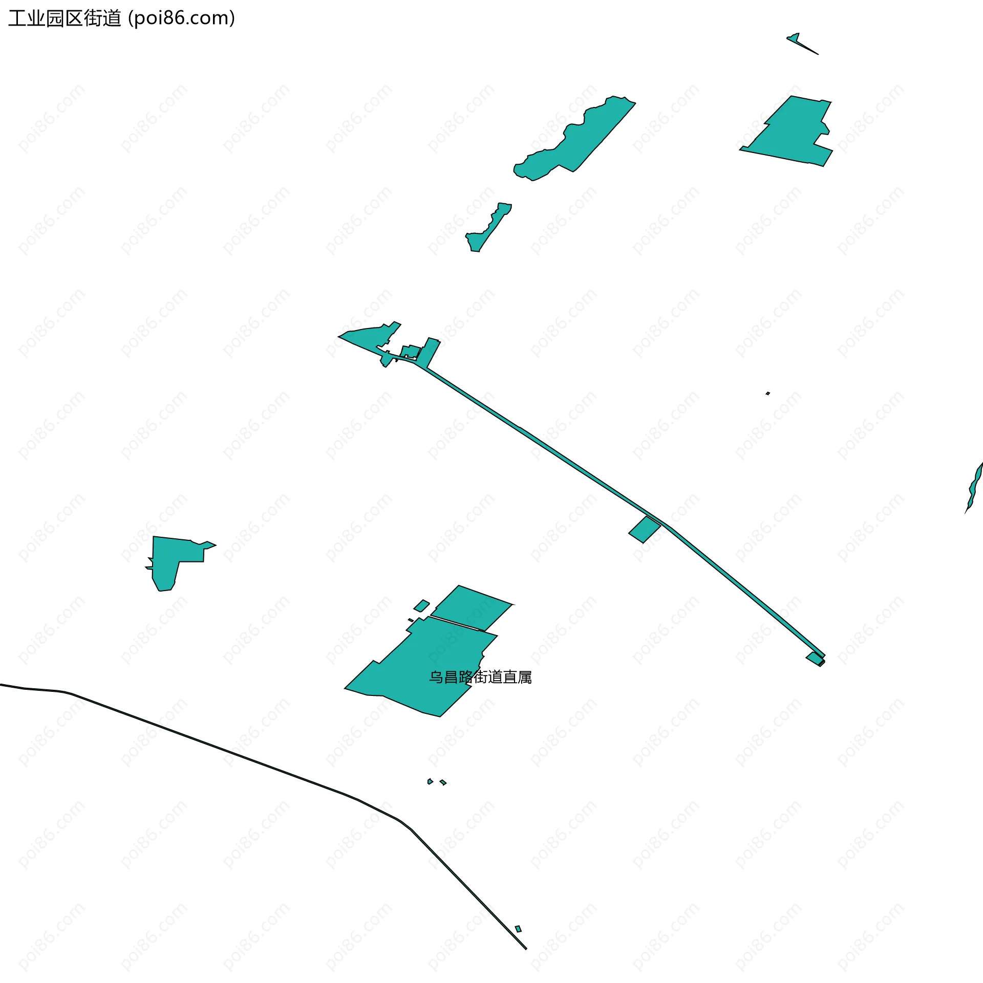 工业园区街道边界地图(五级行政区划)
