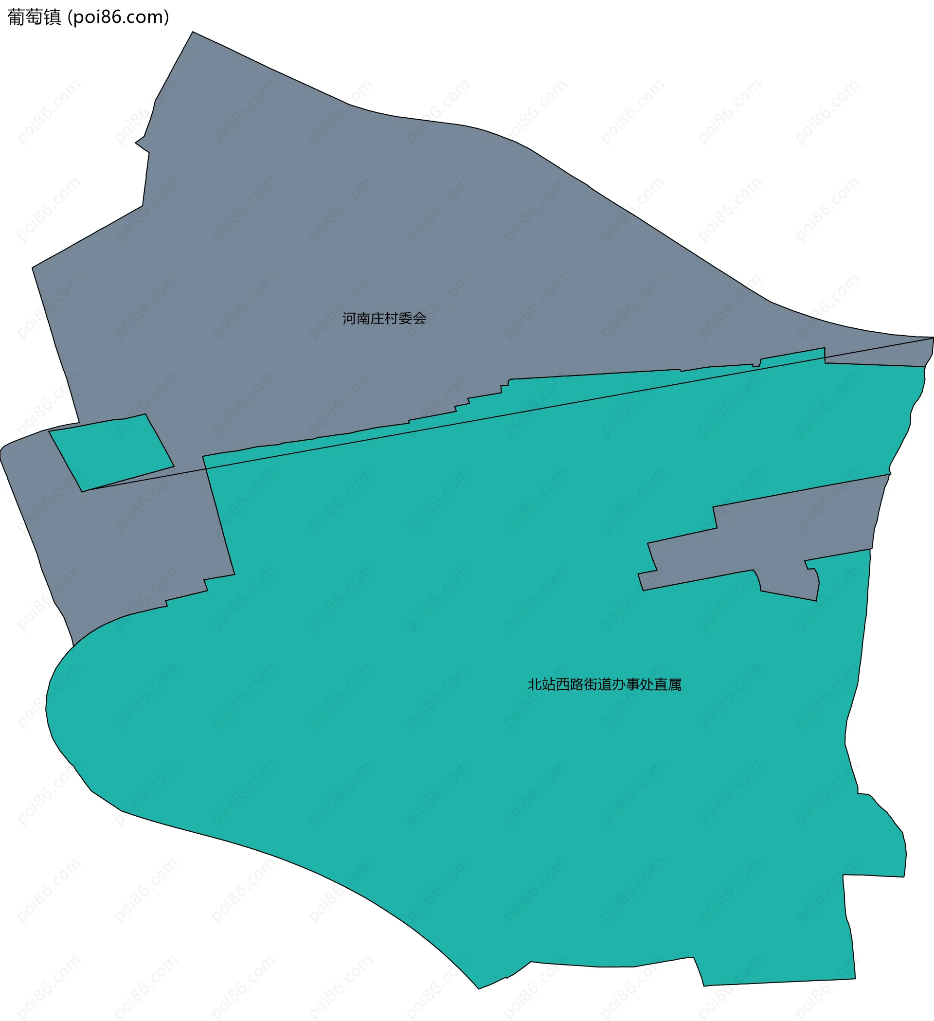 葡萄镇边界地图(五级行政区划)