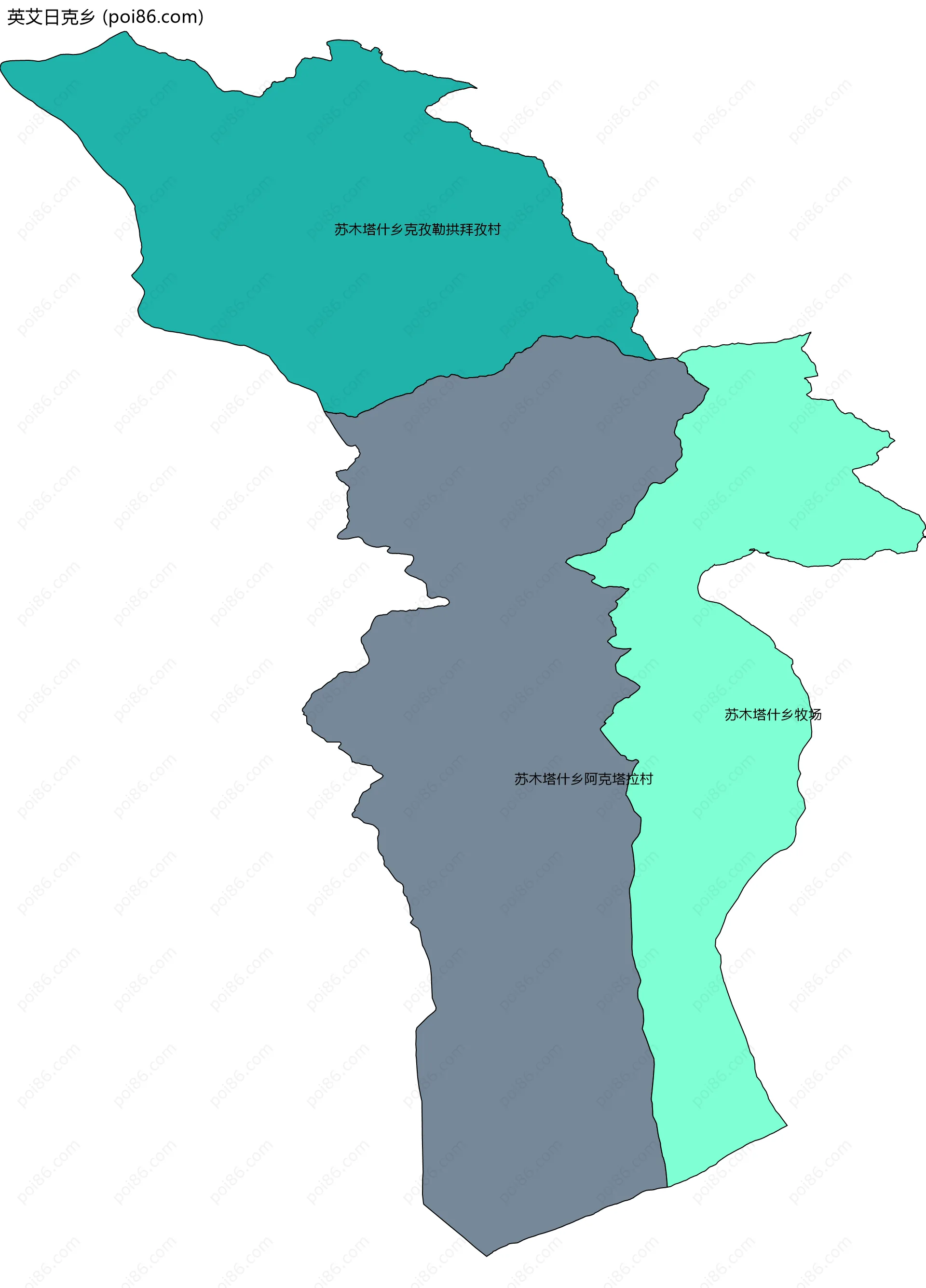 英艾日克乡边界地图(五级行政区划)