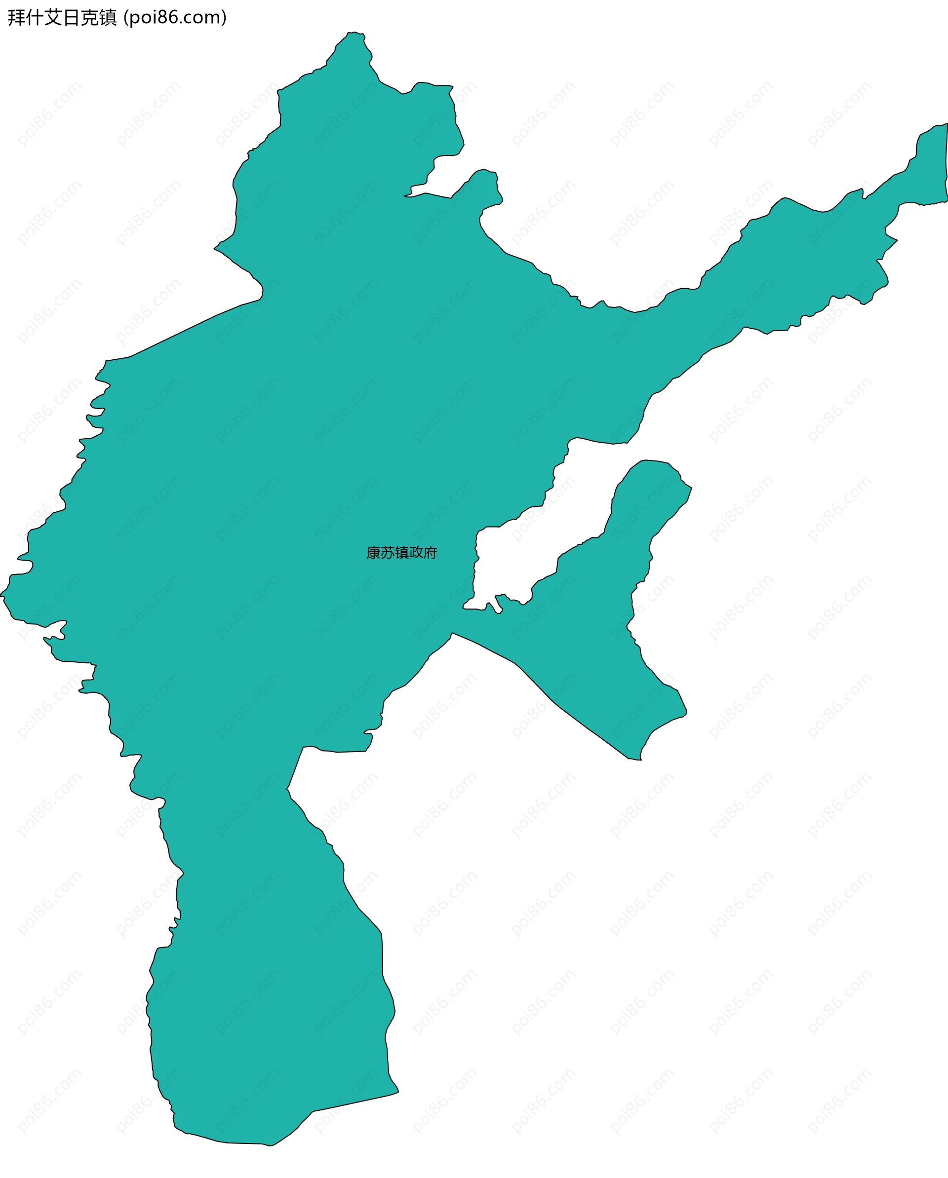 拜什艾日克镇边界地图(五级行政区划)