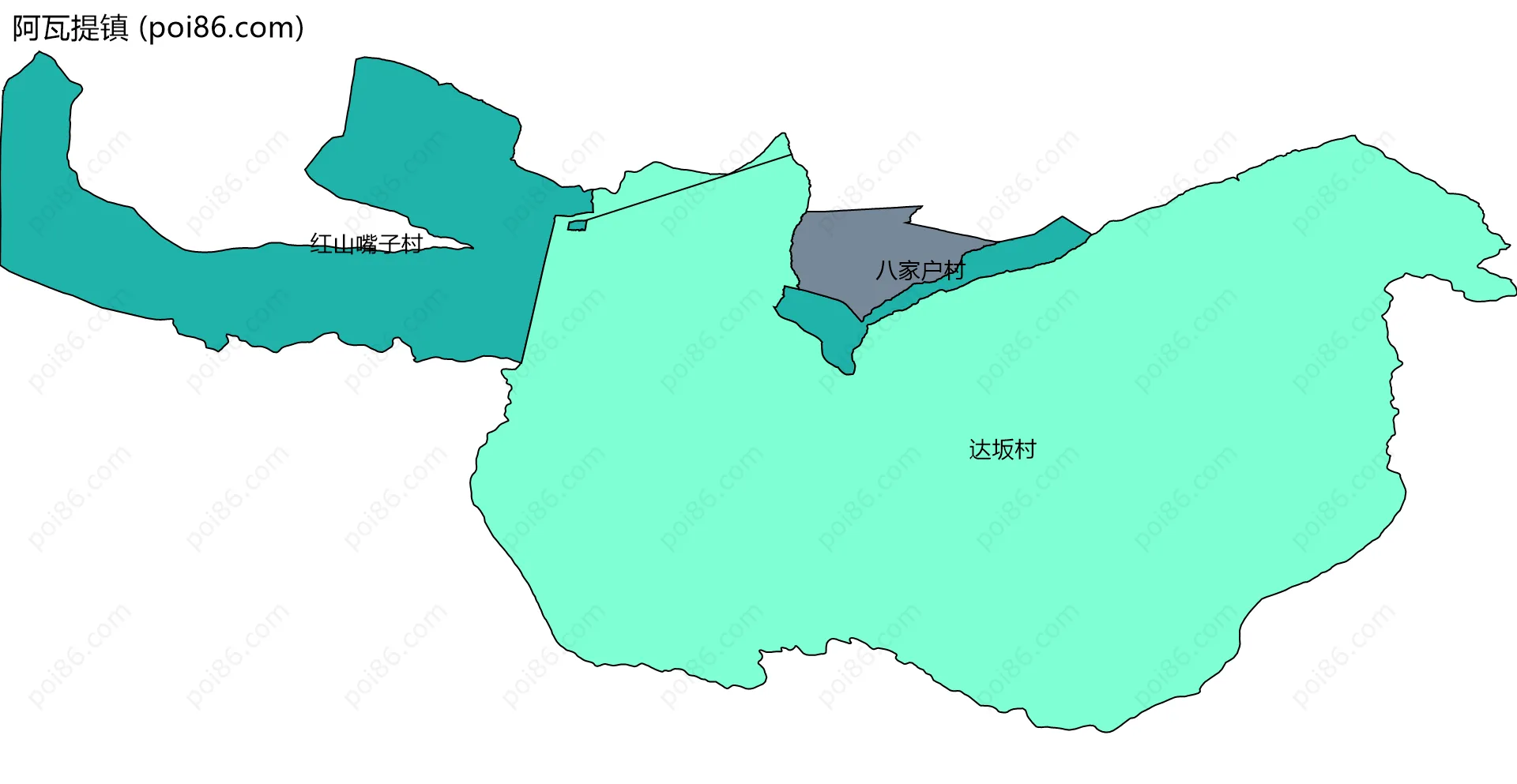 阿瓦提镇边界地图(五级行政区划)