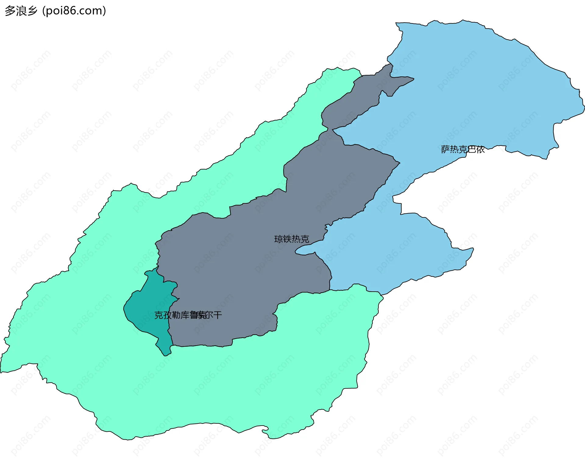 多浪乡边界地图(五级行政区划)