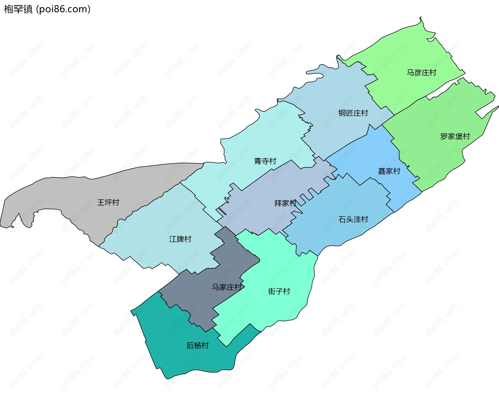 枹罕镇边界地图(五级行政区划)