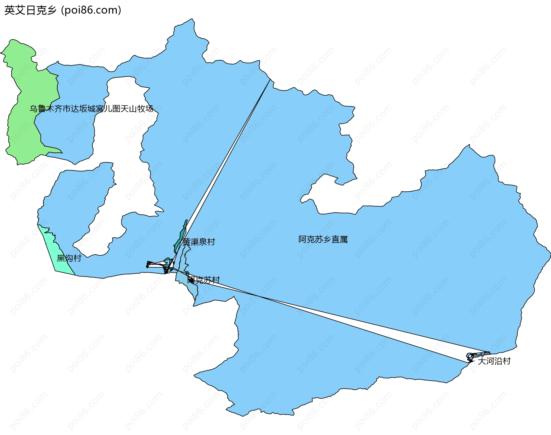 英艾日克乡边界地图(五级行政区划)