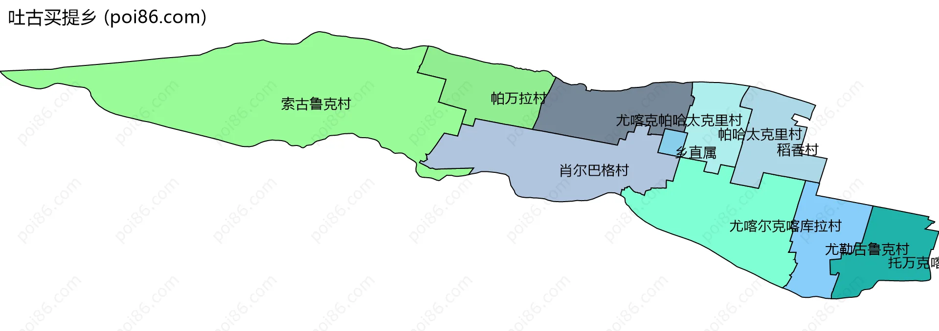 吐古买提乡边界地图(五级行政区划)