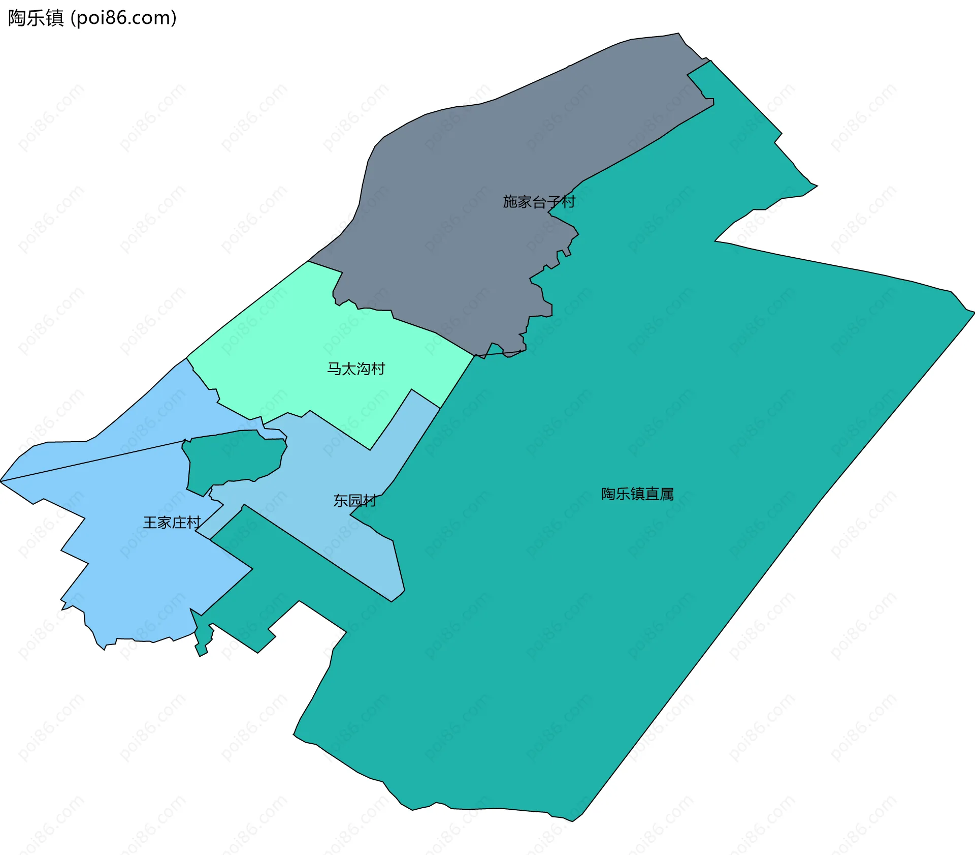 陶乐镇边界地图(五级行政区划)