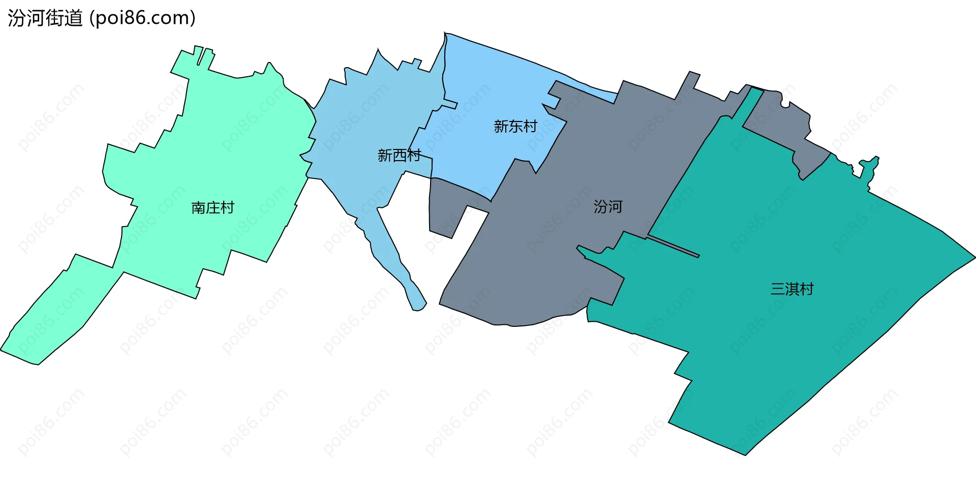 汾河街道边界地图(五级行政区划)