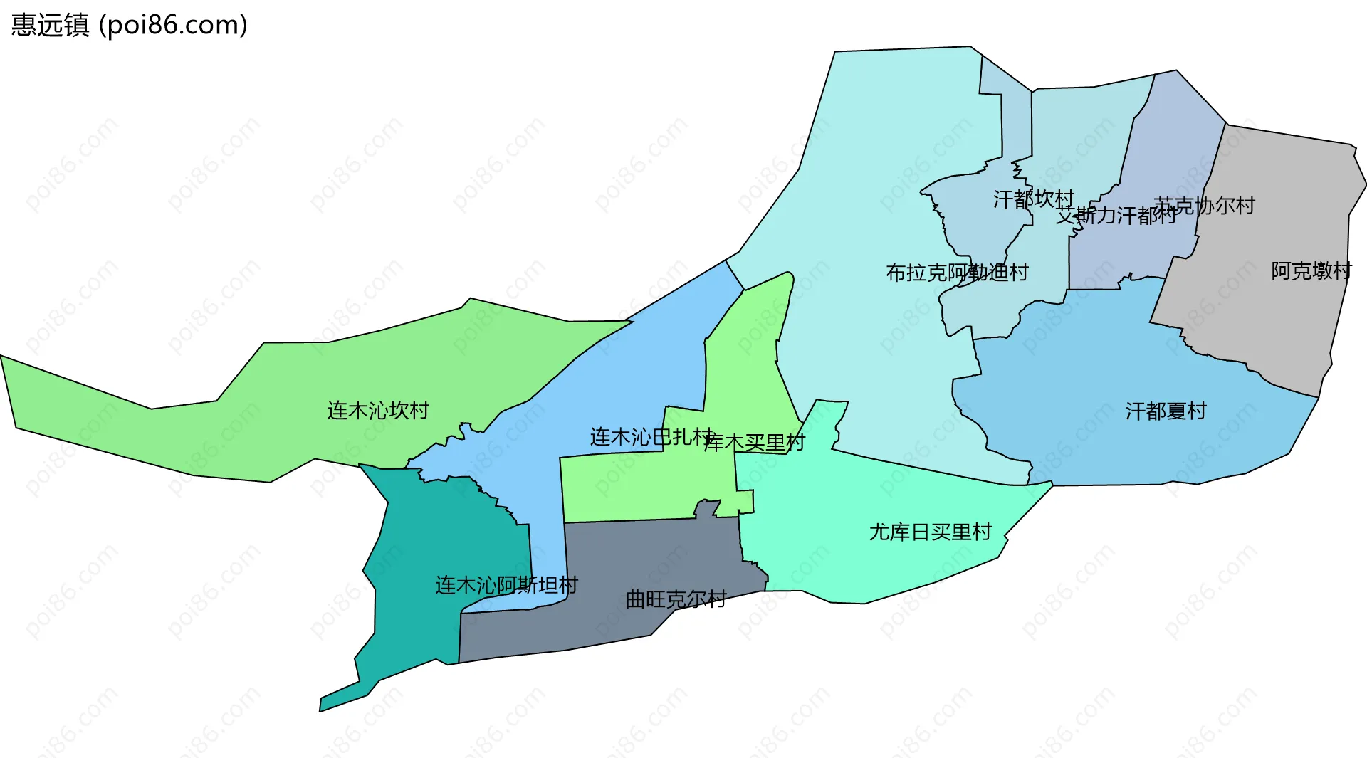 惠远镇边界地图(五级行政区划)