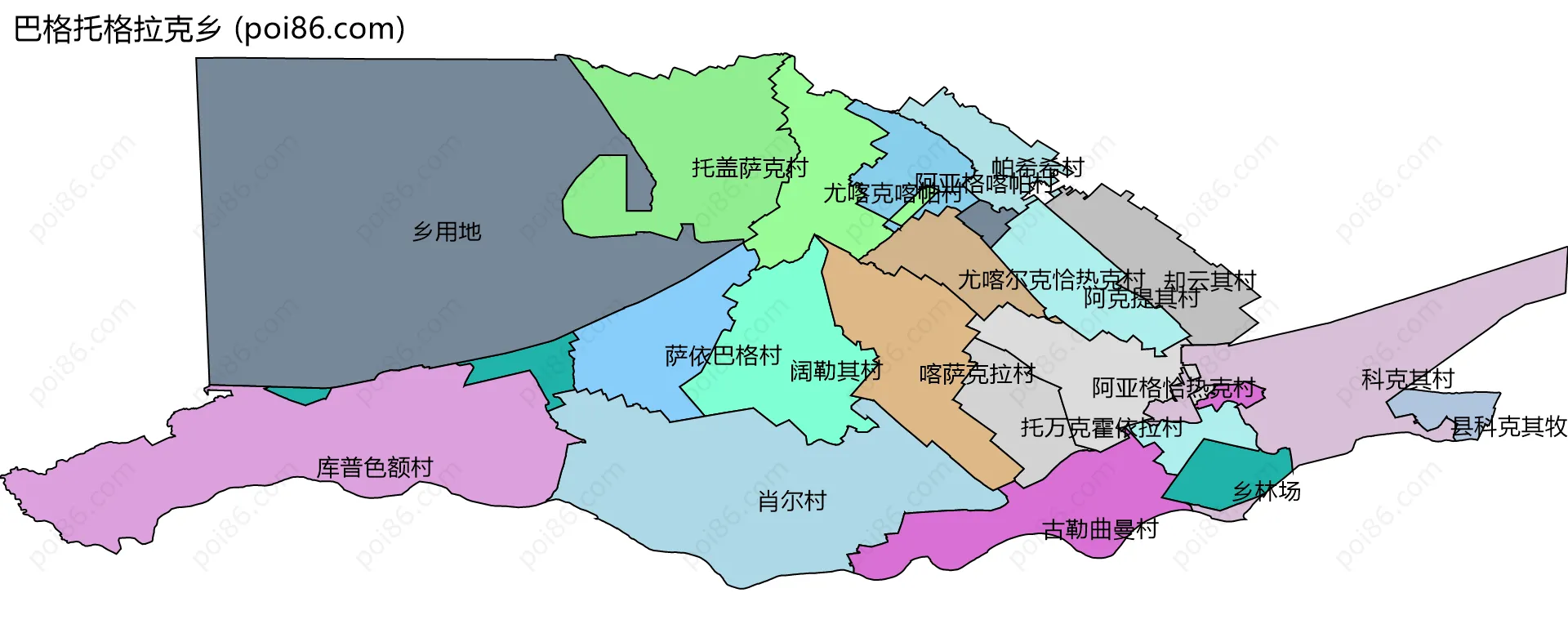 巴格托格拉克乡边界地图(五级行政区划)