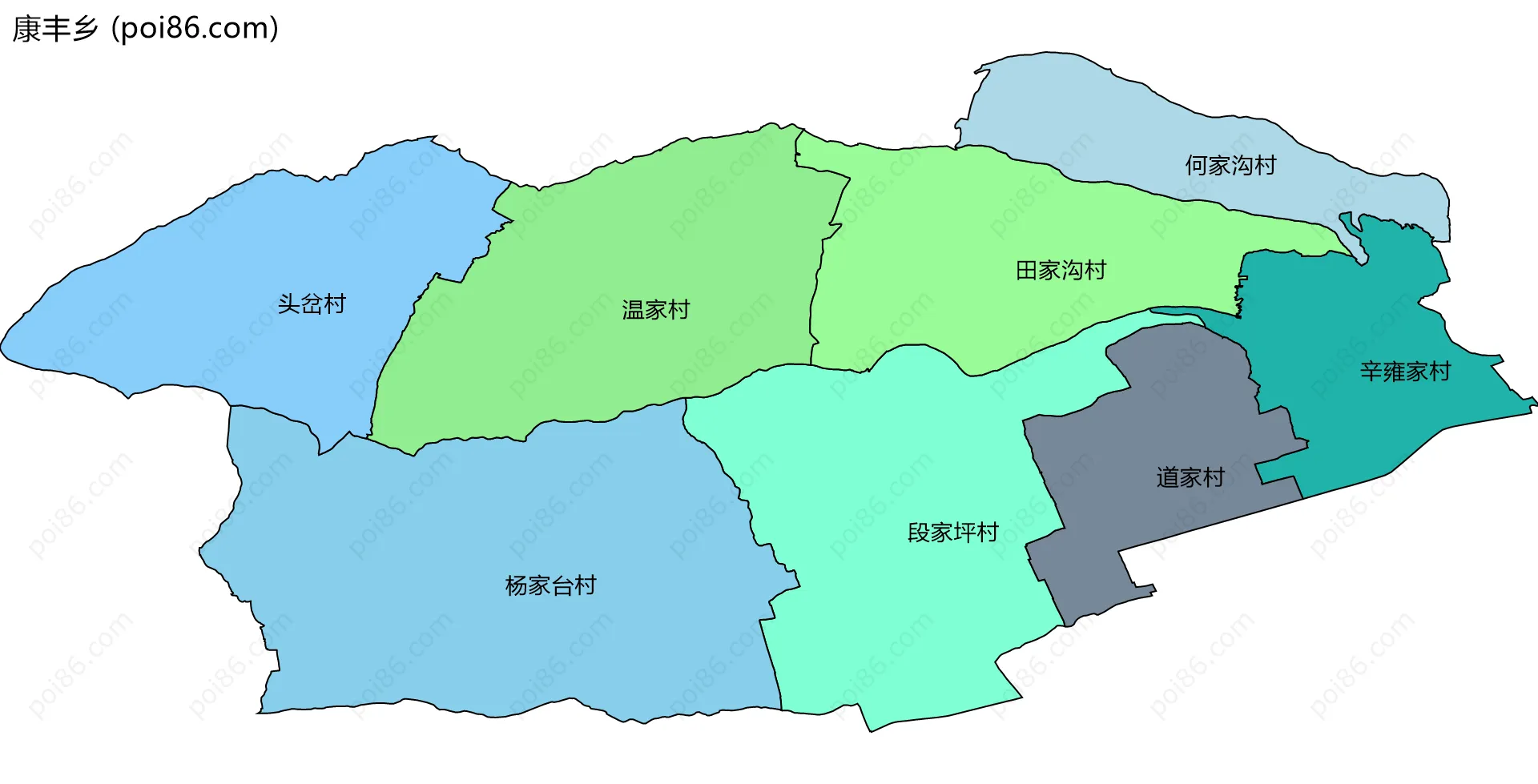 康丰乡边界地图(五级行政区划)