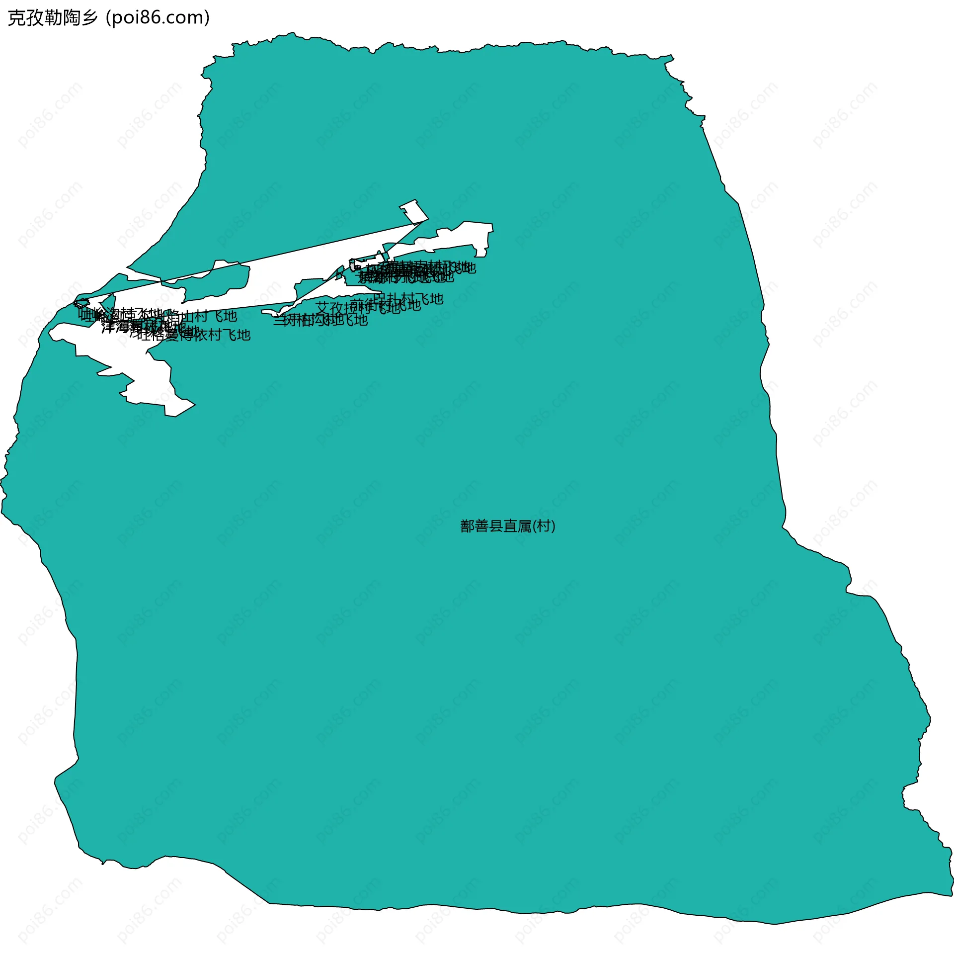 克孜勒陶乡边界地图(五级行政区划)