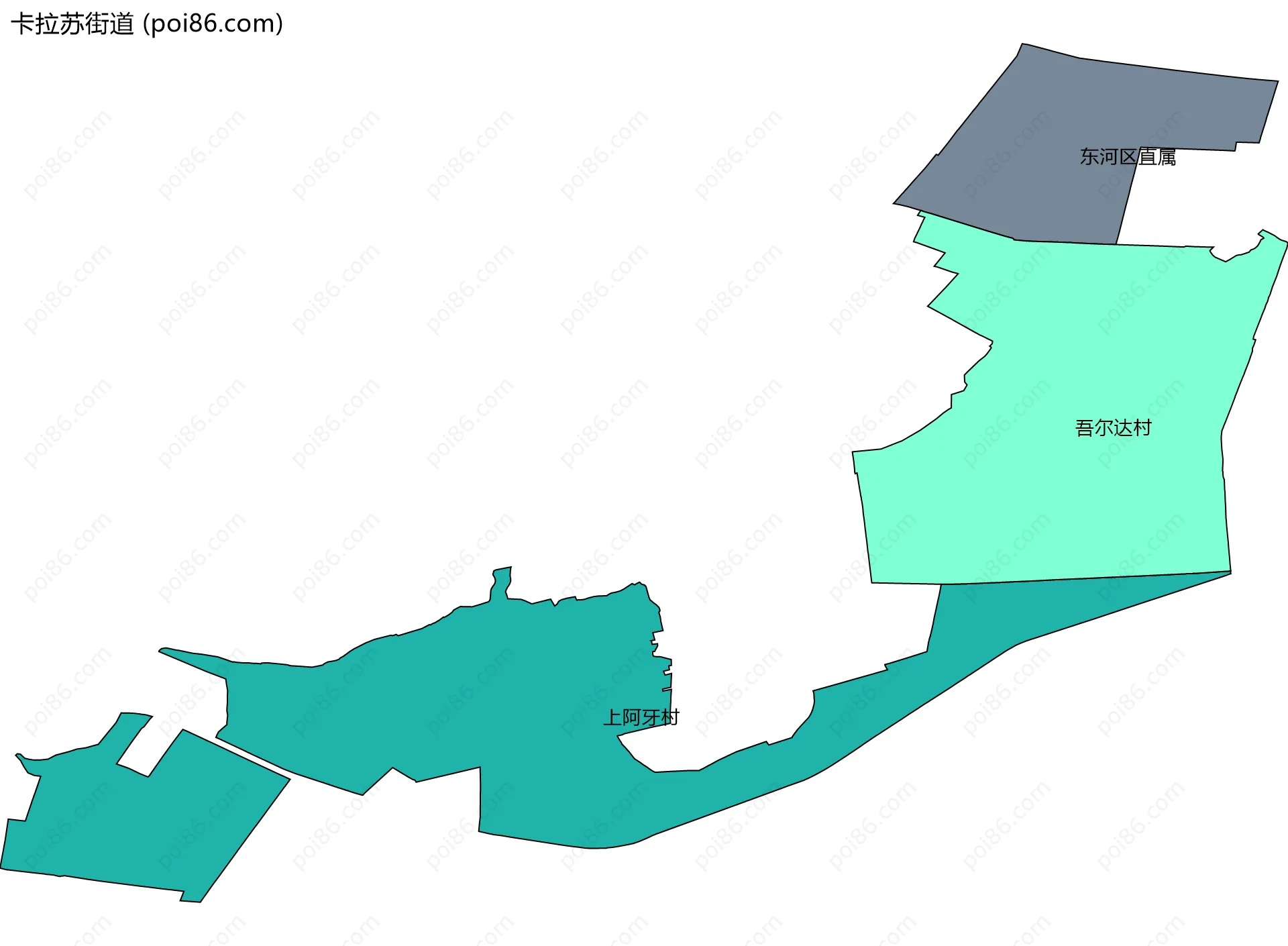 卡拉苏街道边界地图(五级行政区划)
