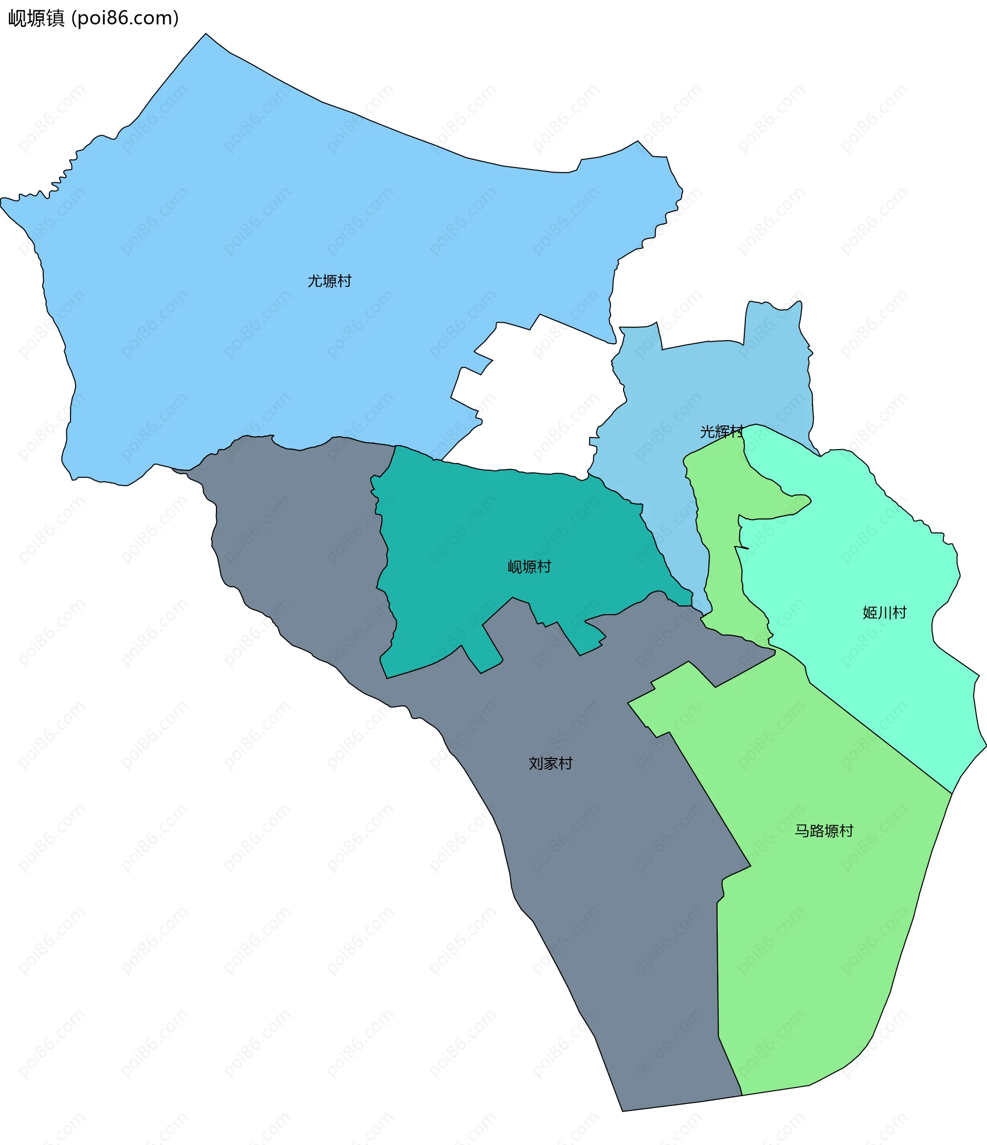 岘塬镇边界地图(五级行政区划)